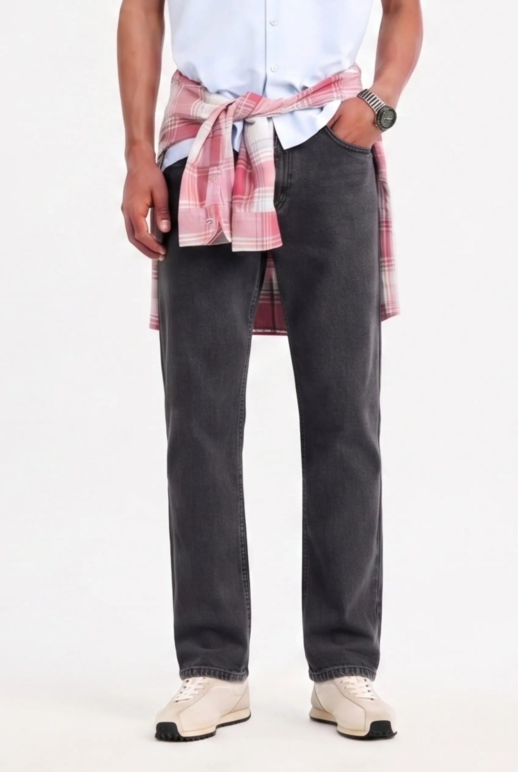 Color Hunt Men's Straight Fit Dark Grey Jeans