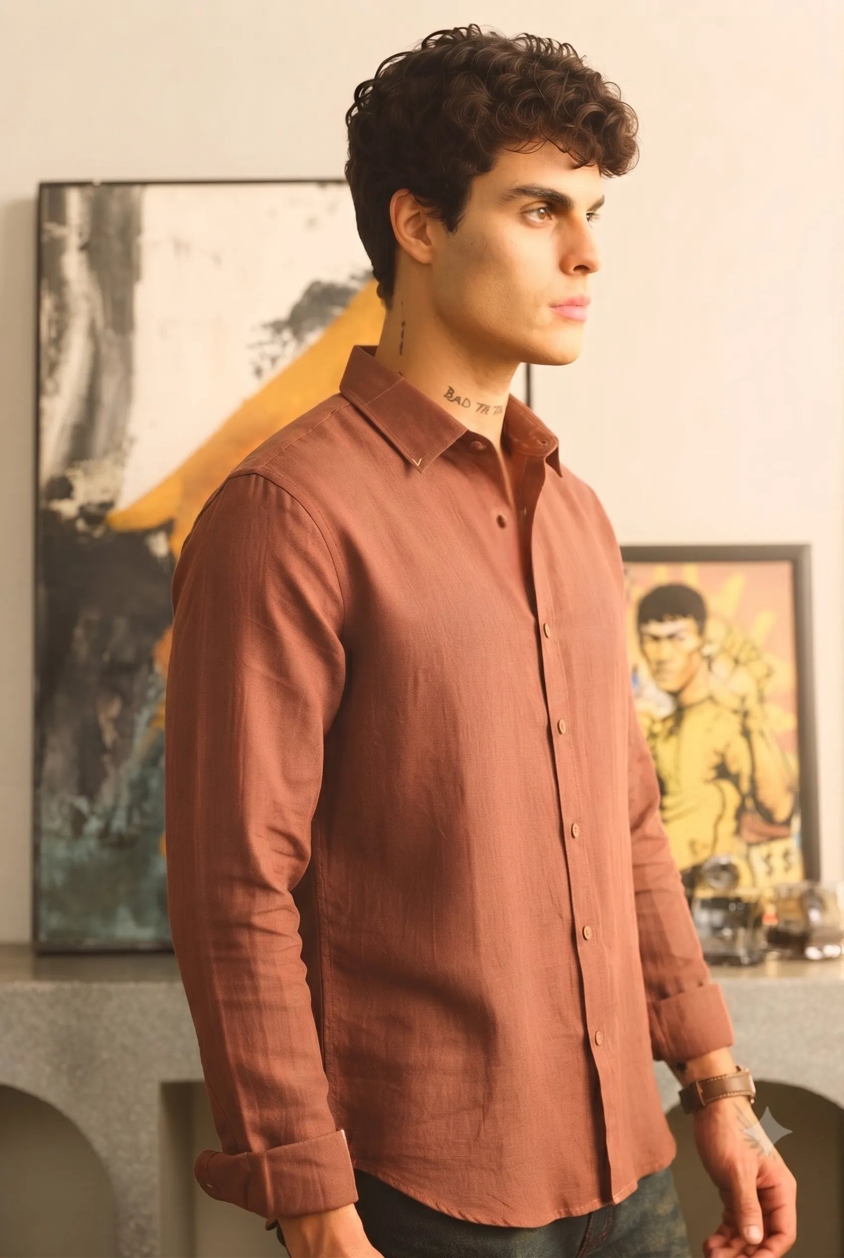 Color Hunt Men's Regular Fit Solid Brown Casual Shirt