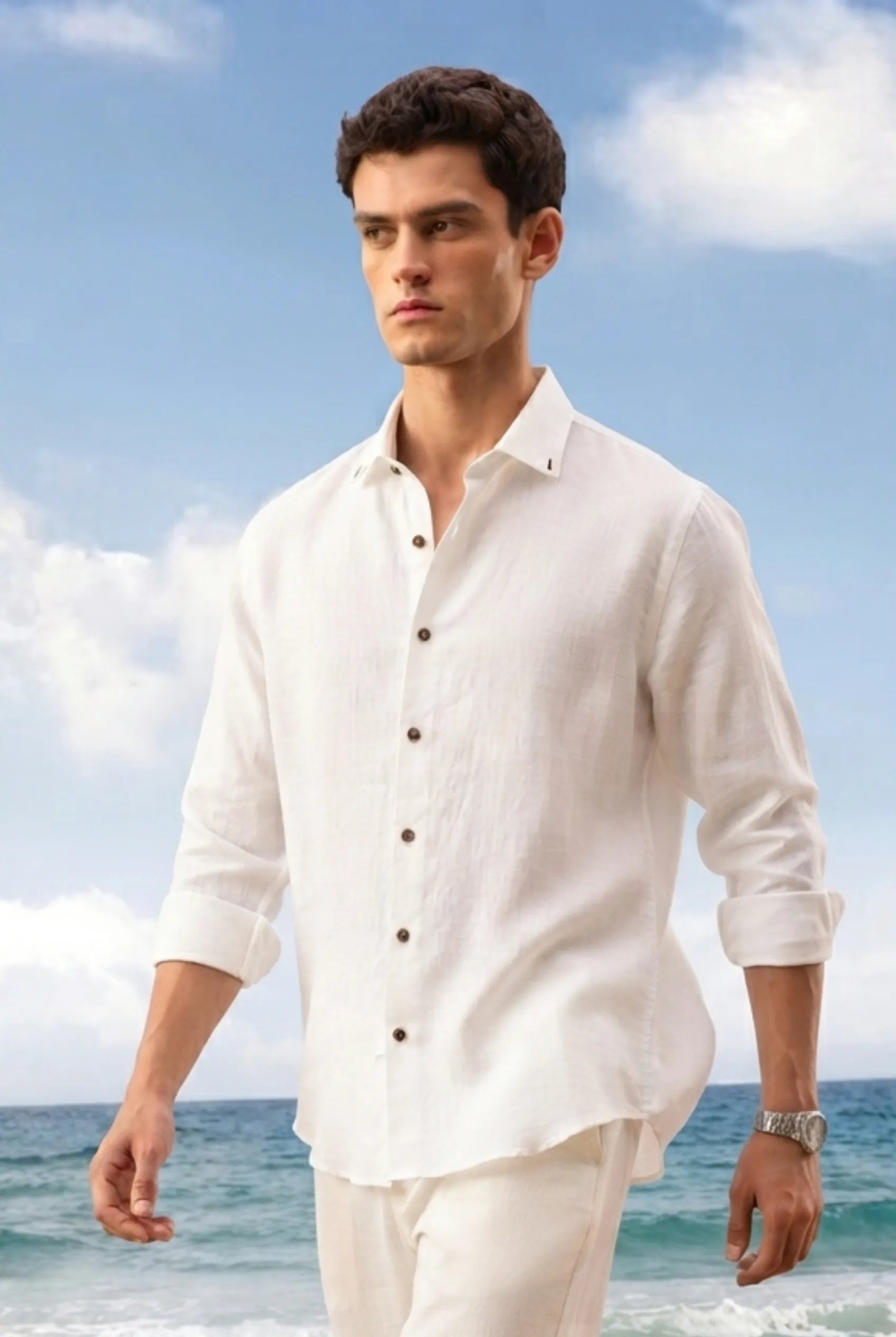 Color Hunt Men's Regular Fit Solid White Casual Shirt