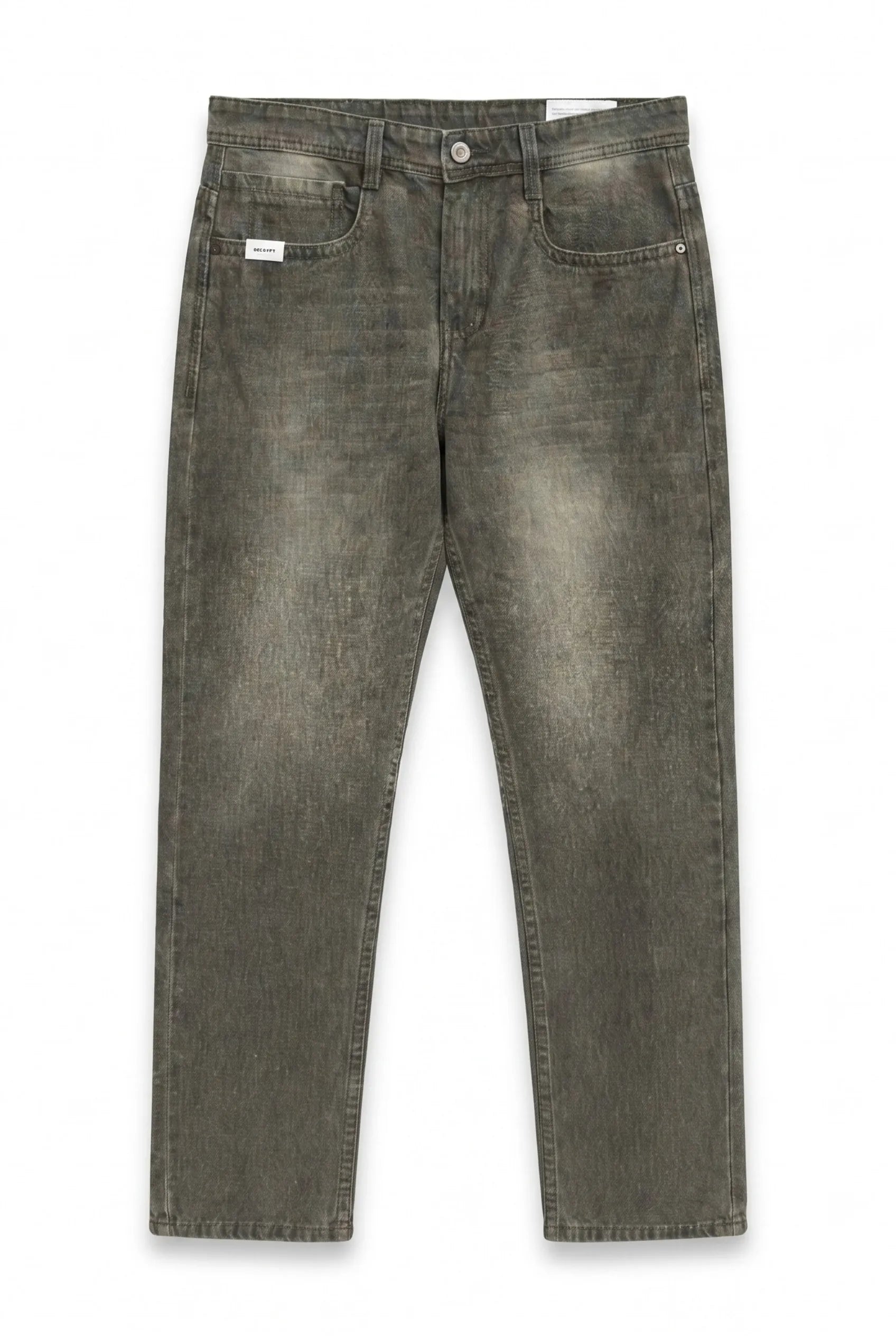 Color Hunt Men's Straight Fit Washed Olive Green Jeans