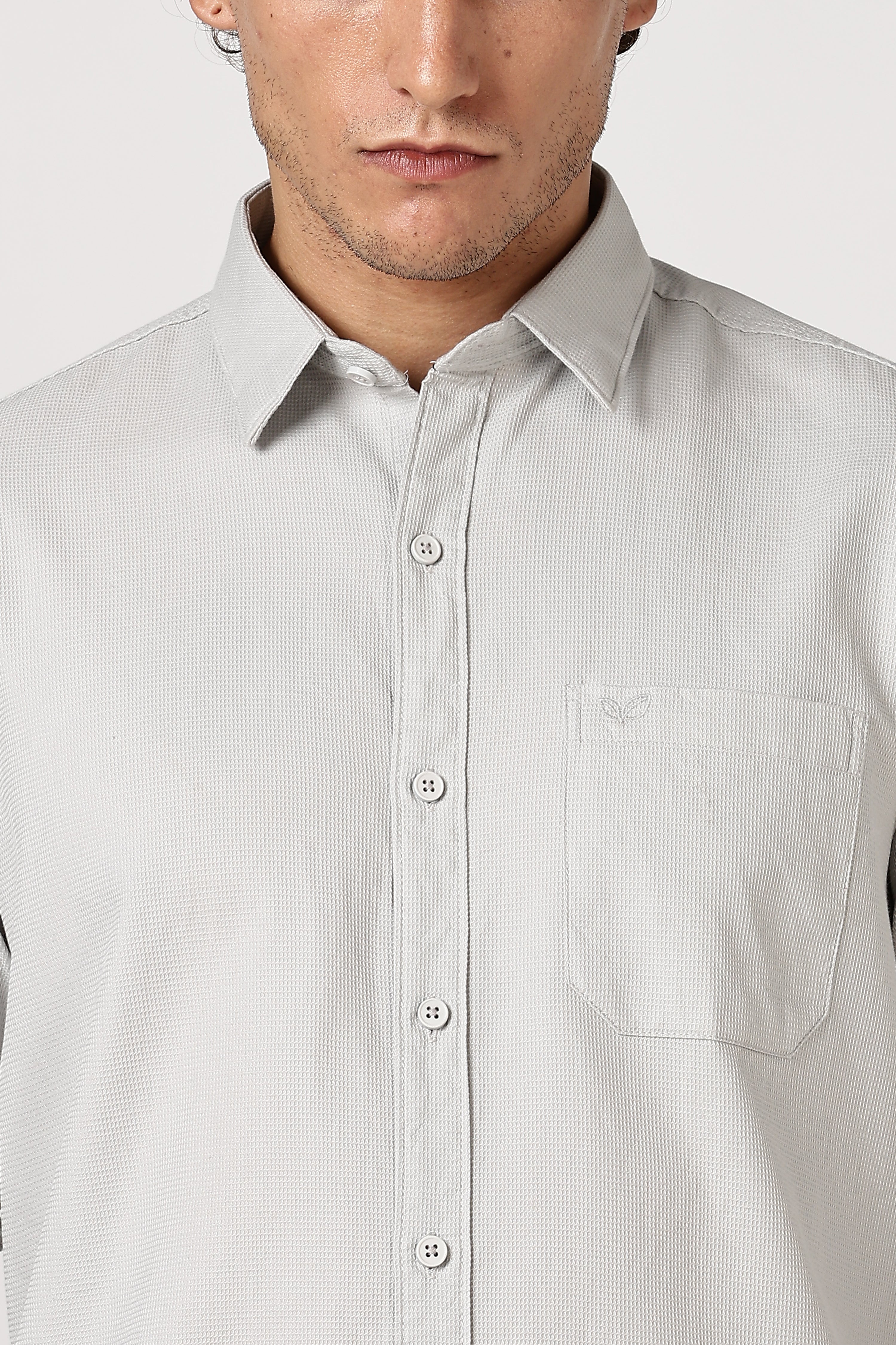 Color Hunt Men's Light Grey Full Sleeve Cotton Shirt