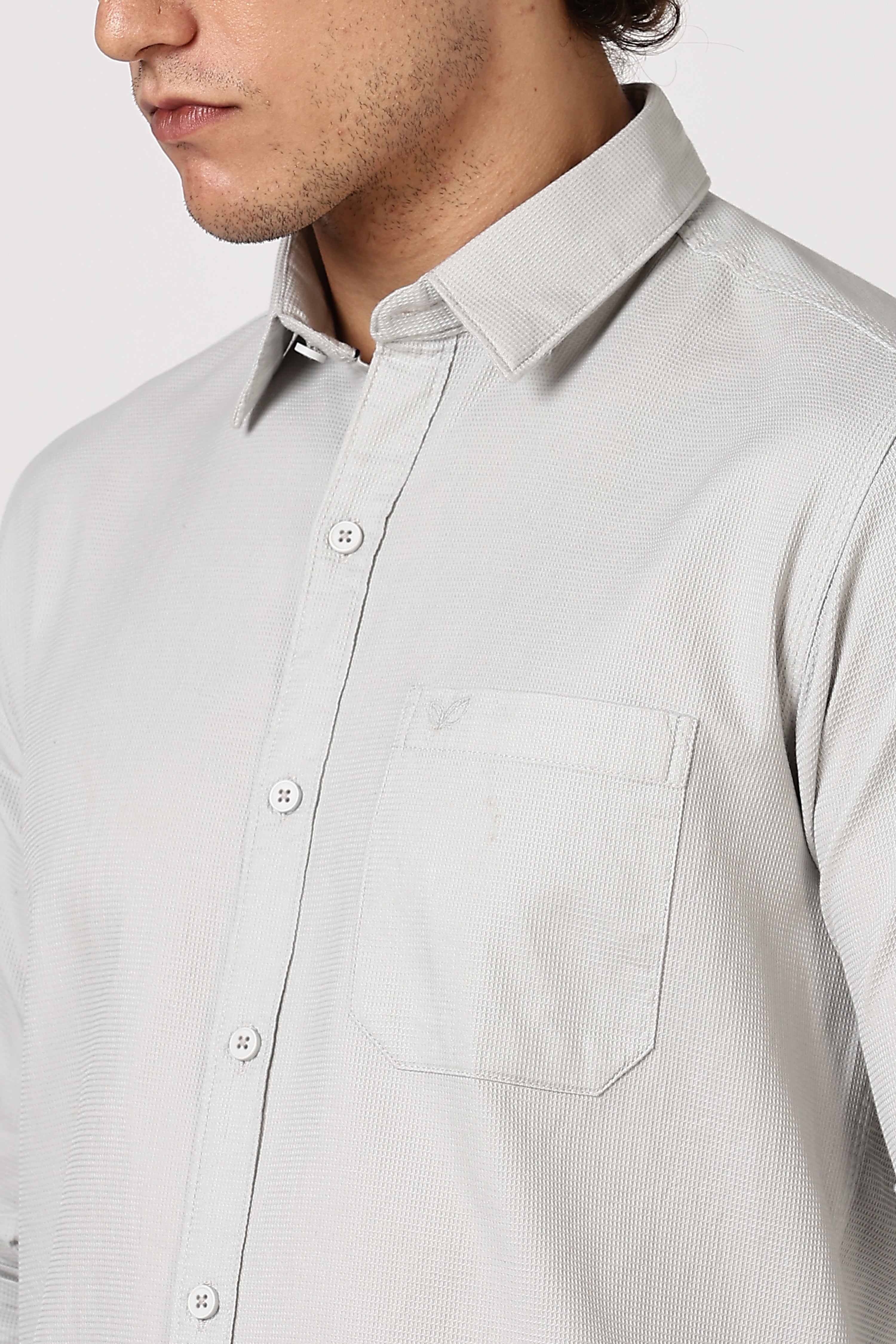 Color Hunt Men's Light Grey Full Sleeve Cotton Shirt