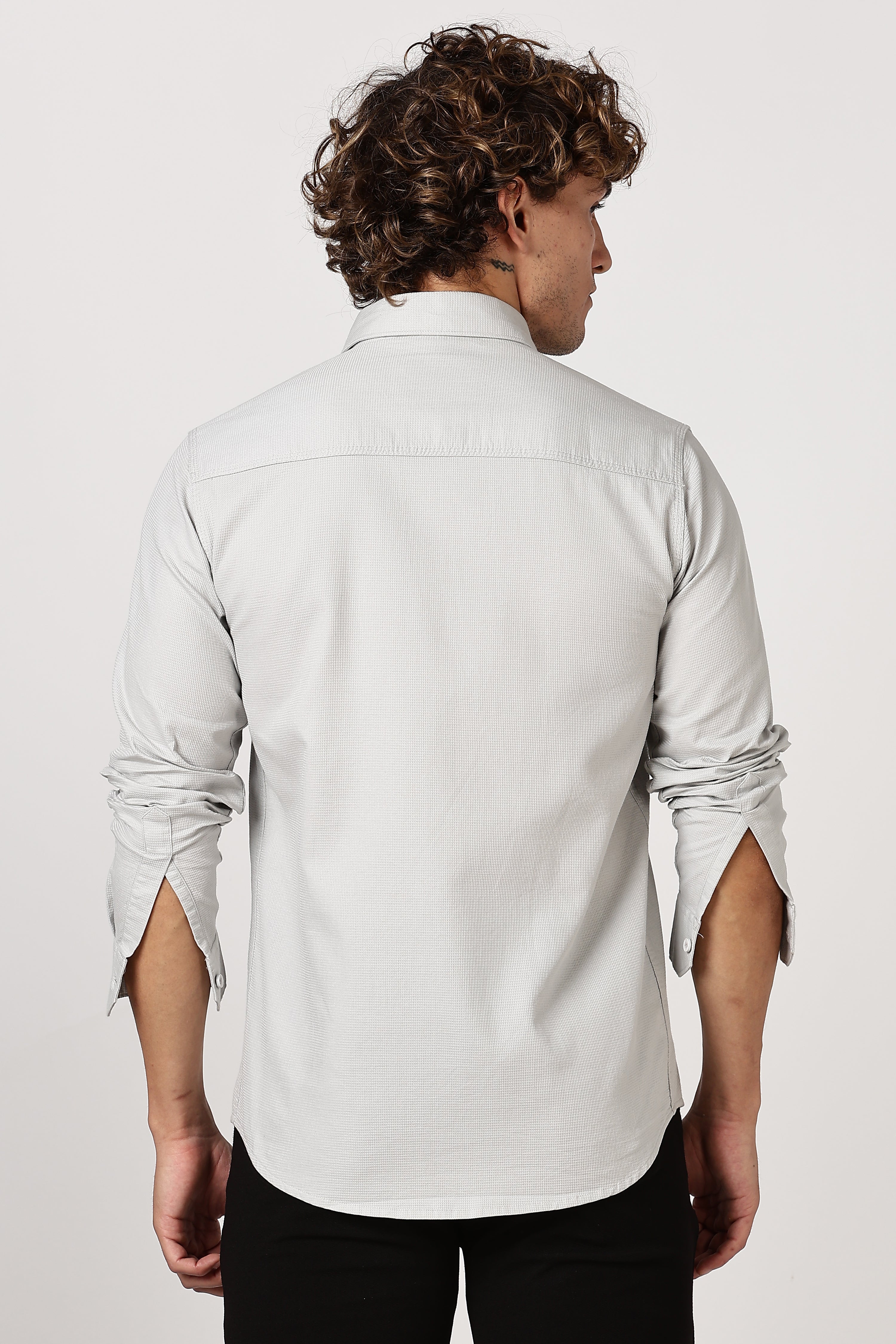 Color Hunt Men's Light Grey Full Sleeve Cotton Shirt