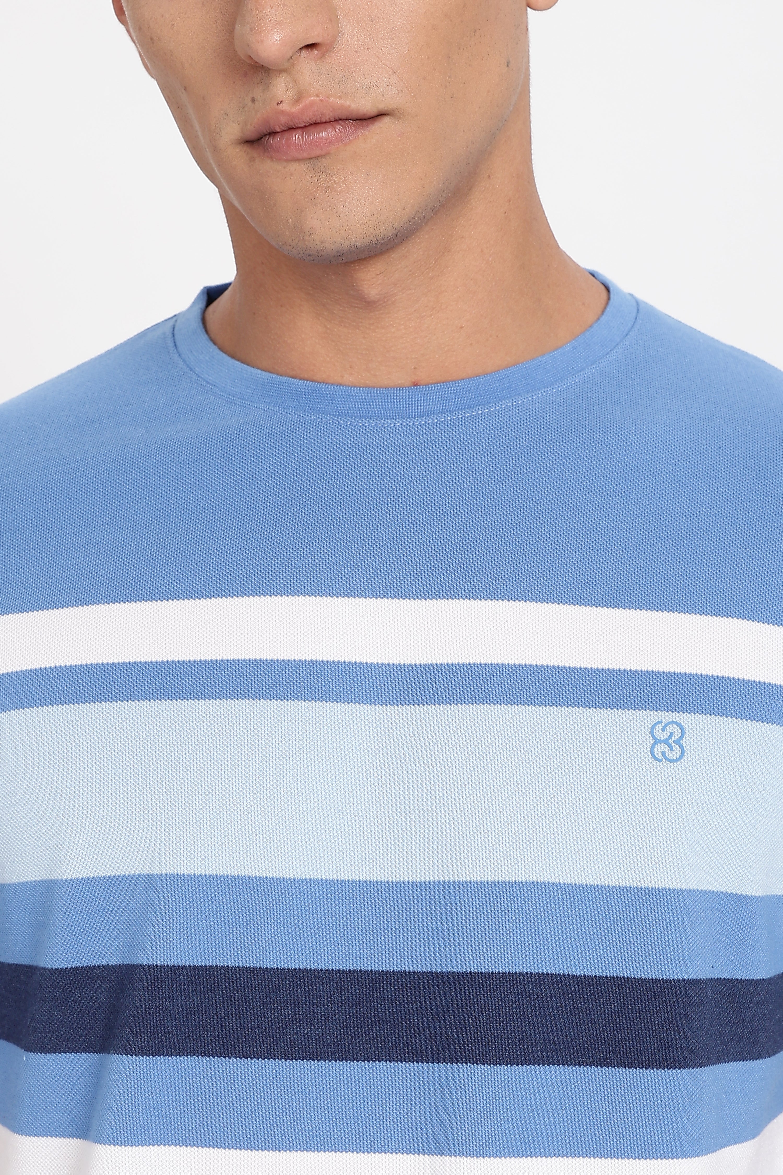 Color Hunt Men's Blue Striper Slim Fit Half Sleeve T-Shirt