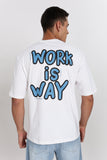 Color Hunt Men's White Printed Oversize Slim Fit T-Shirt