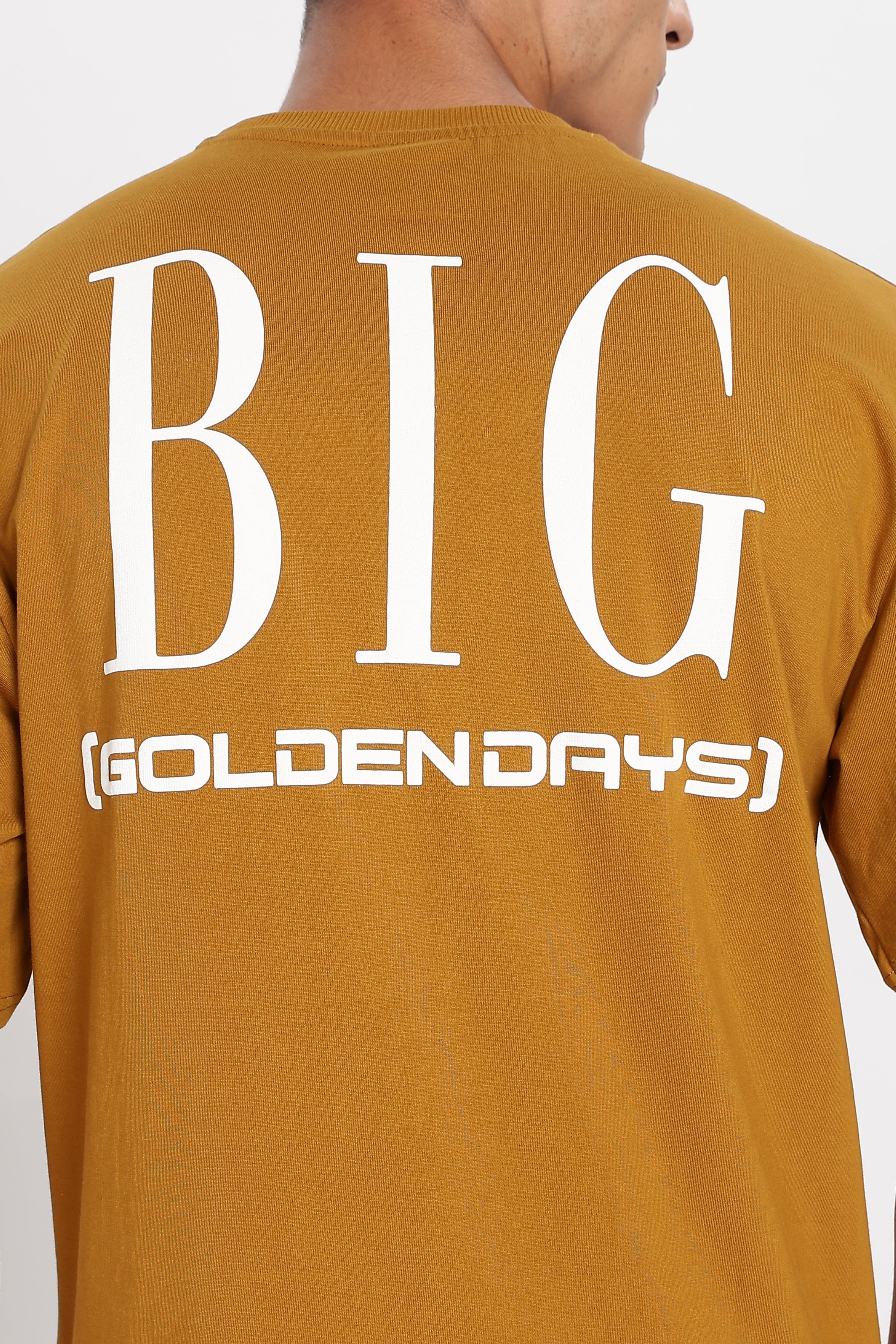 Color Hunt Men's Brown Printed Oversize Pure Cotton T-Shirt