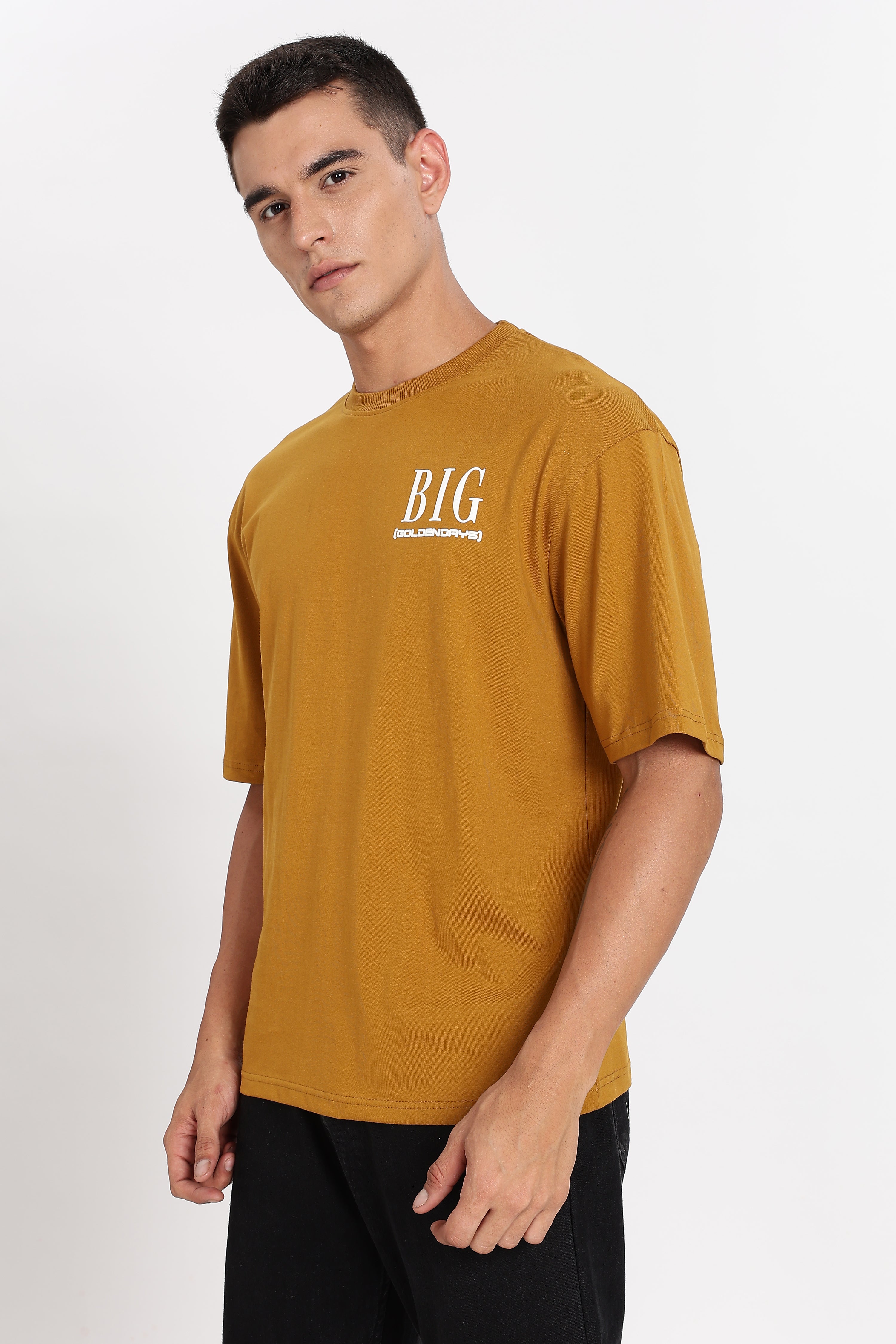 Color Hunt Men's Brown Printed Oversize Pure Cotton T-Shirt