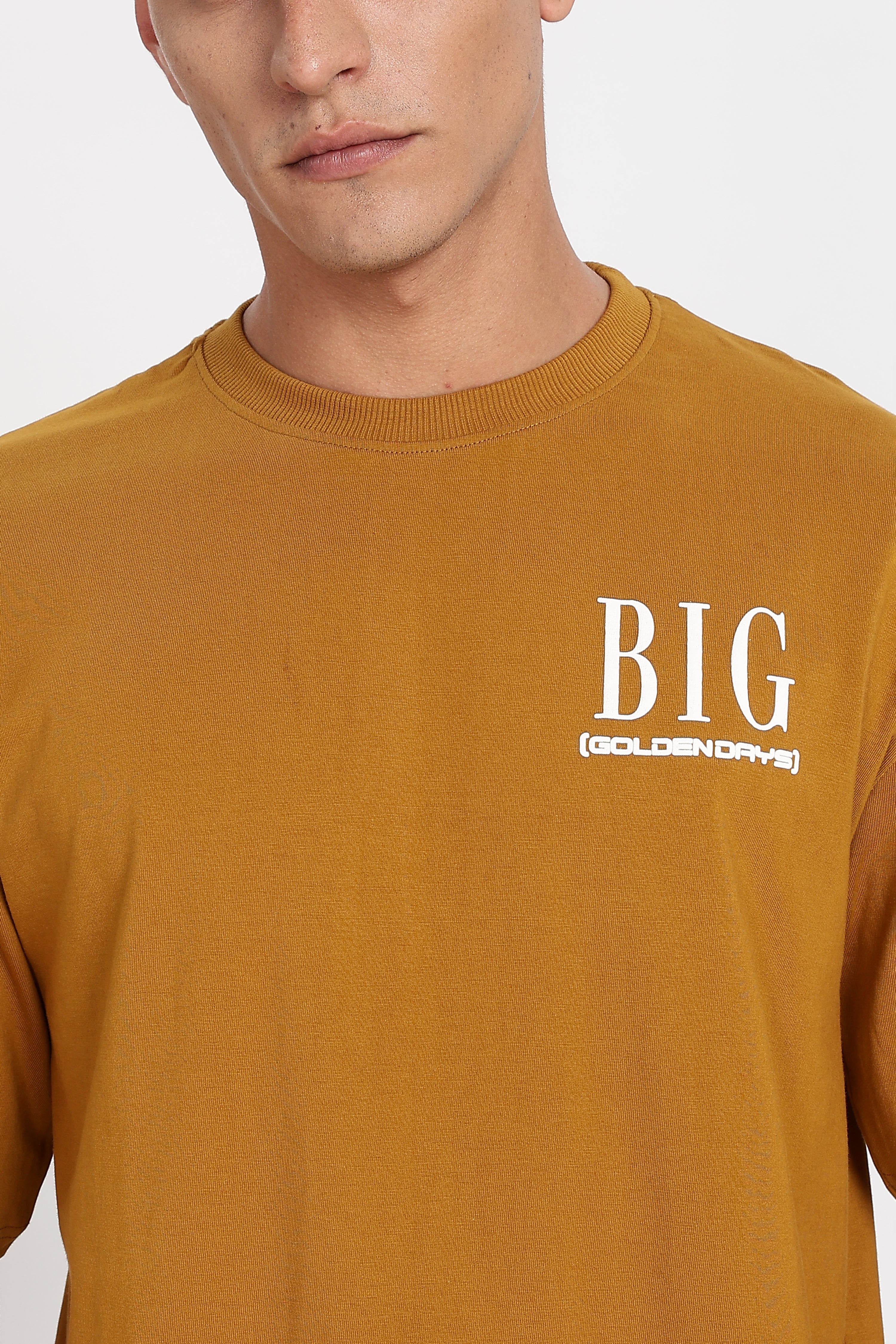 Color Hunt Men's Brown Printed Oversize Pure Cotton T-Shirt