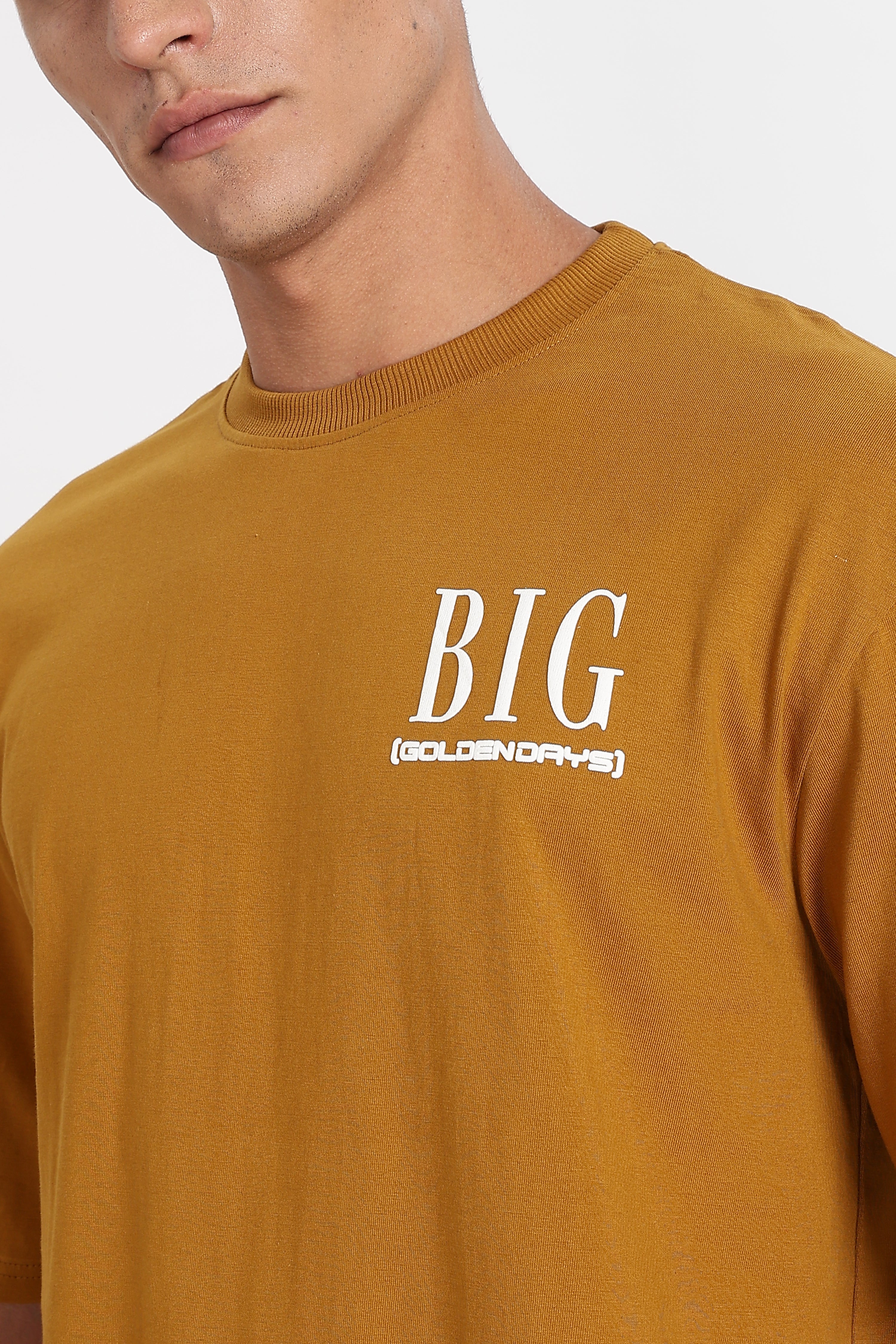 Color Hunt Men's Brown Printed Oversize Pure Cotton T-Shirt