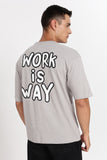 Color Hunt Men's Grey Printed Oversize Pure Cotton Half Sleeve T-Shirt