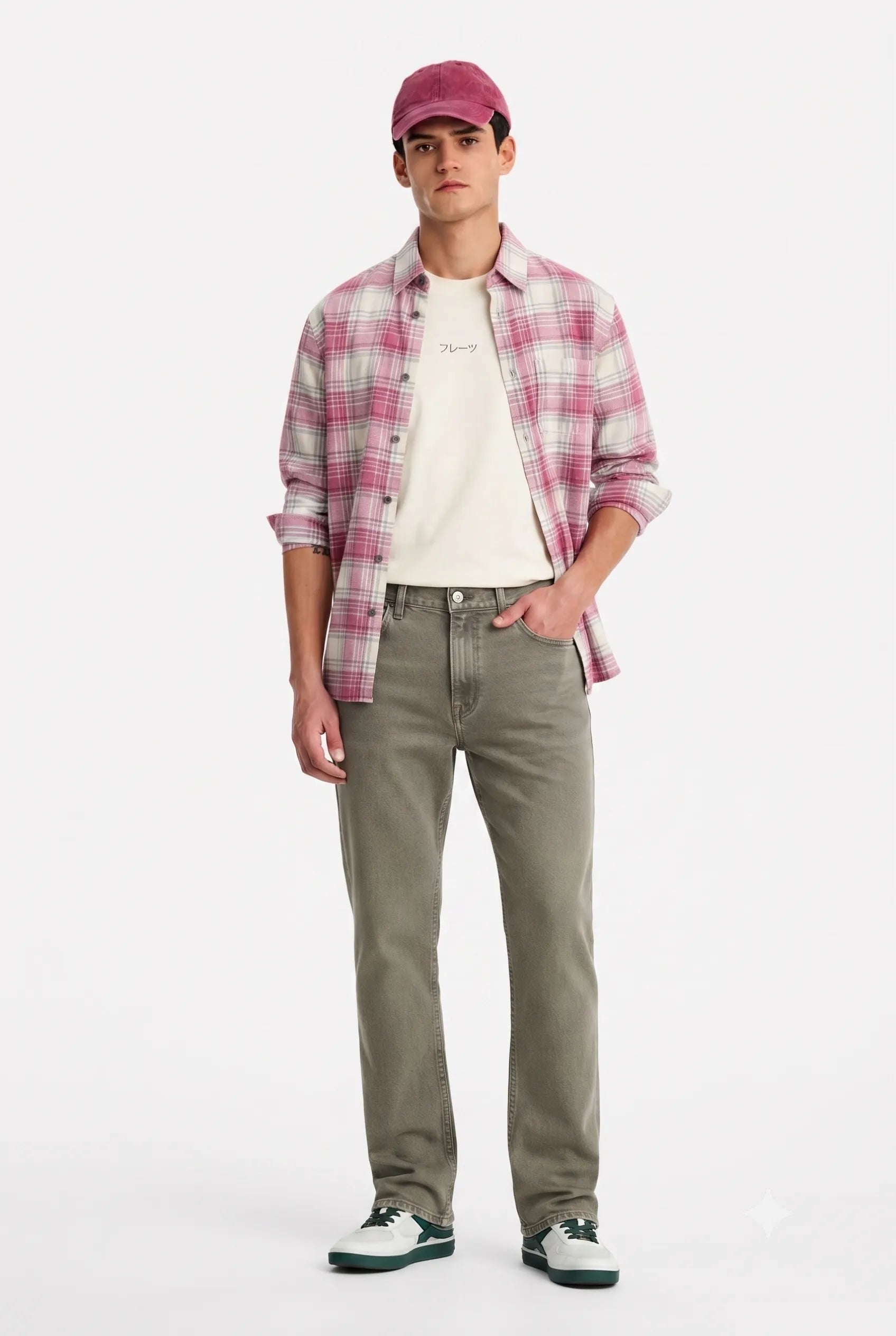 Color Hunt Men's Straight Fit Olive Green Jeans
