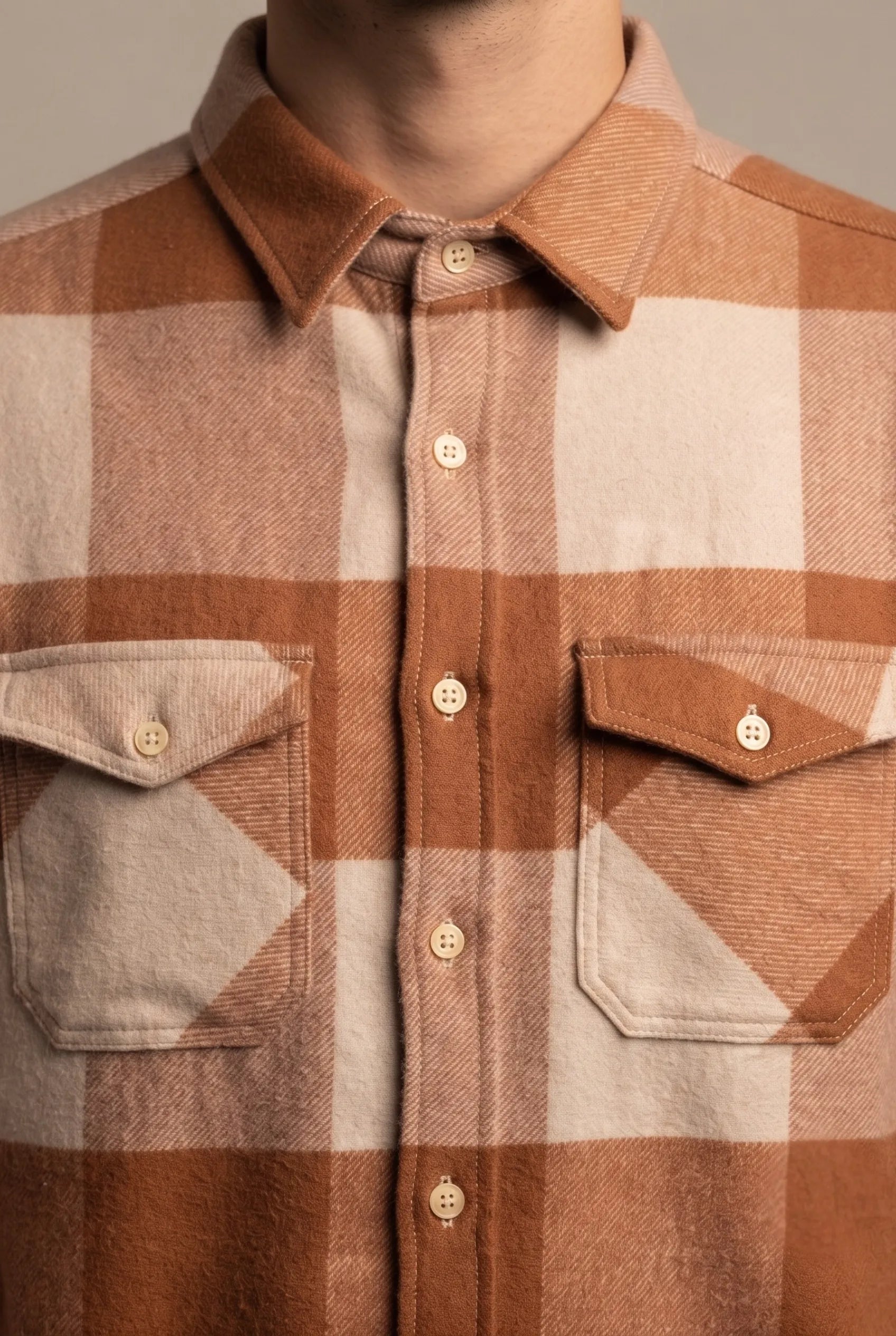 COLOR HUNT Men's Regular Fit Brown Check Casual Cotton Shirt