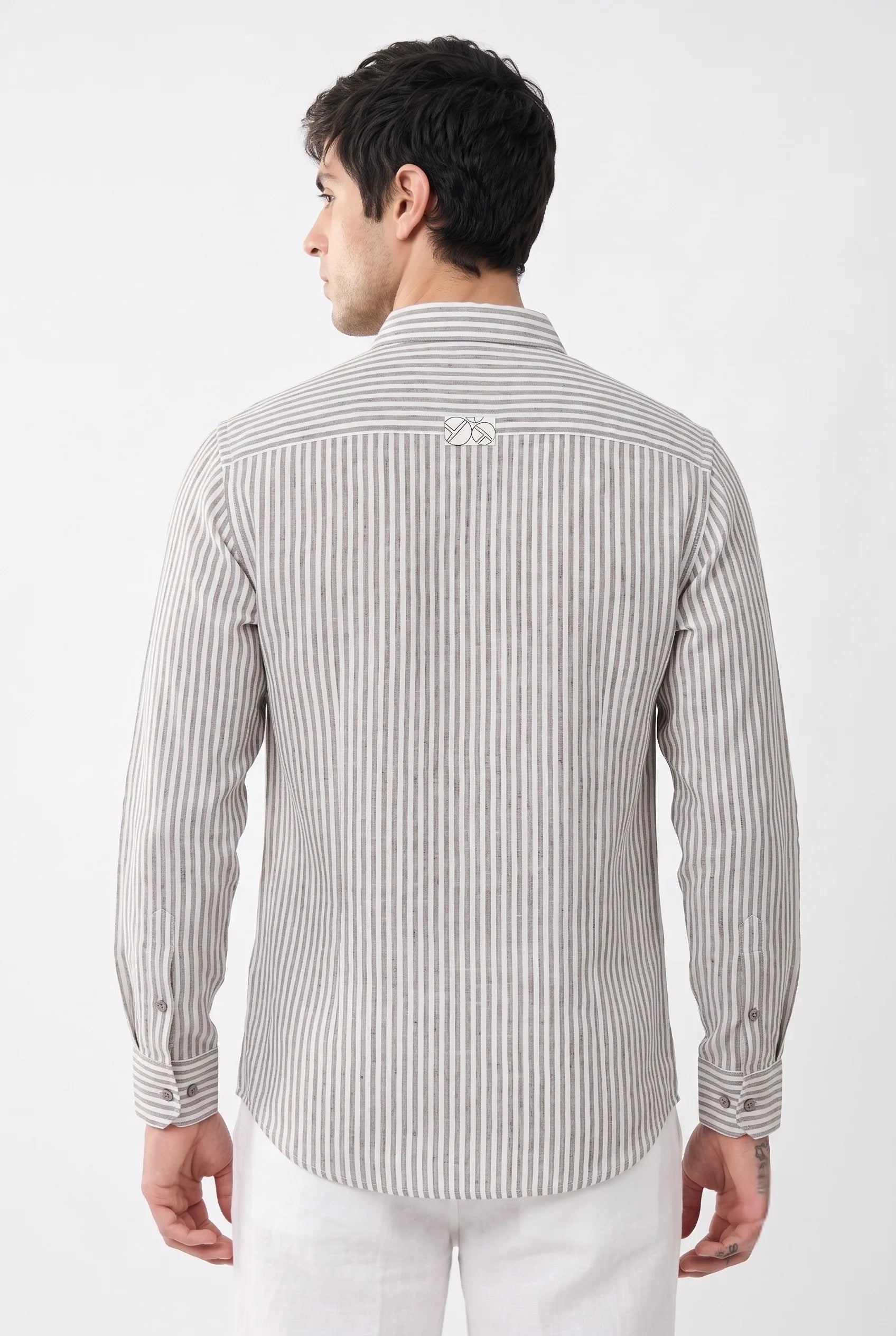 COLOR HUNT Men's Grey Stripe Casual Shirt | Full Sleeve Regular Fit
