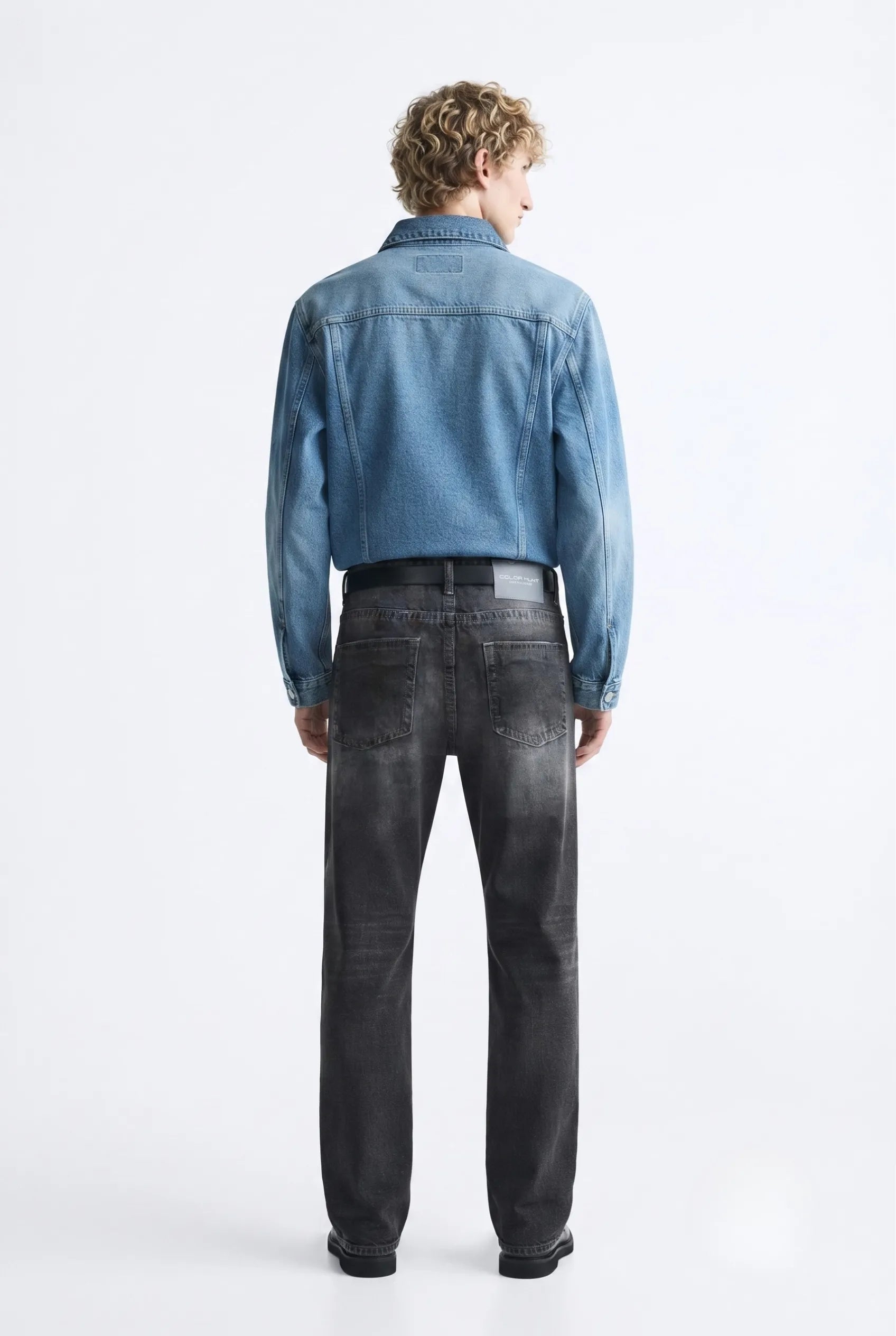 Color Hunt Men's Straight Fit Washed Black Jeans