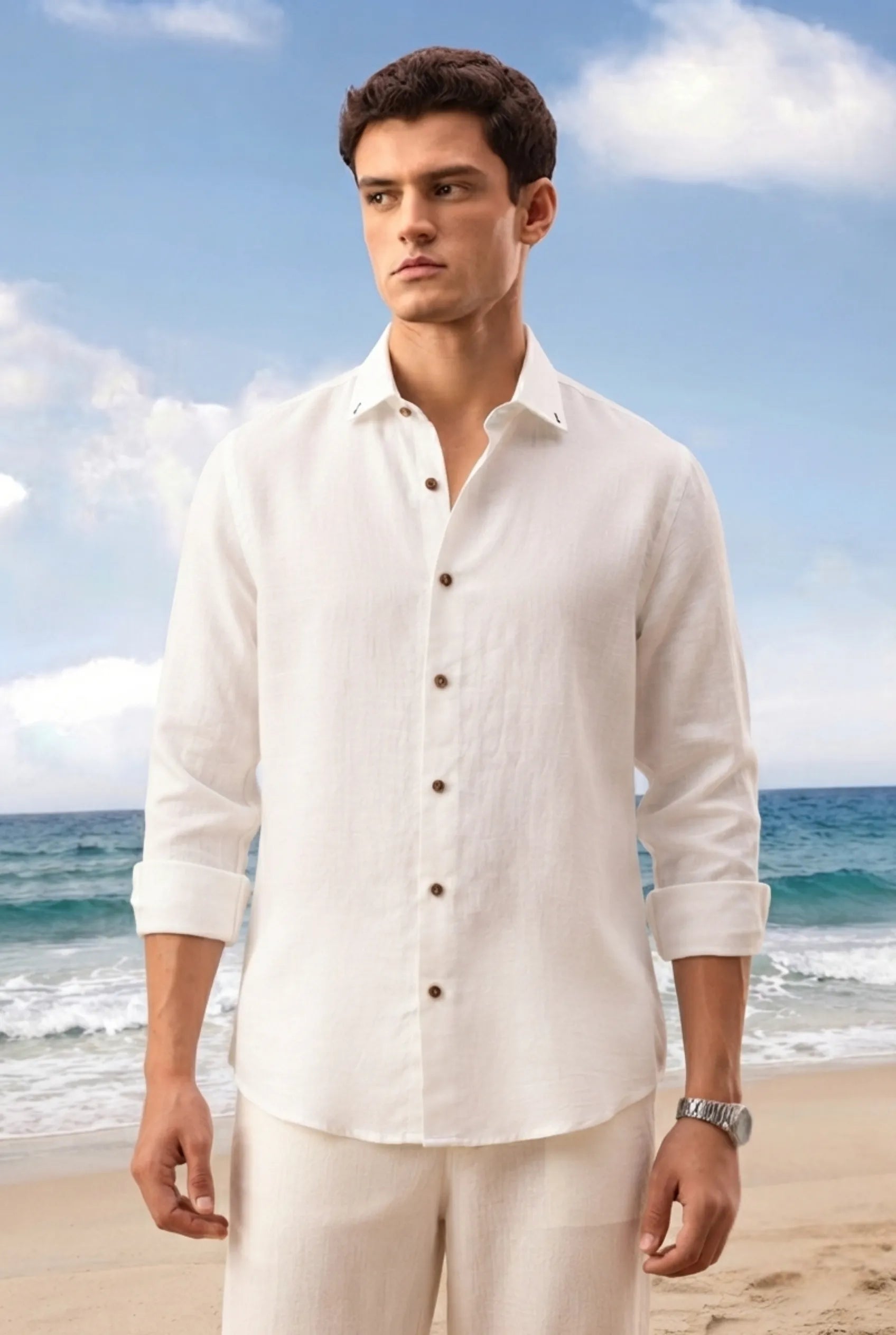 Color Hunt Men's Regular Fit Solid White Casual Shirt