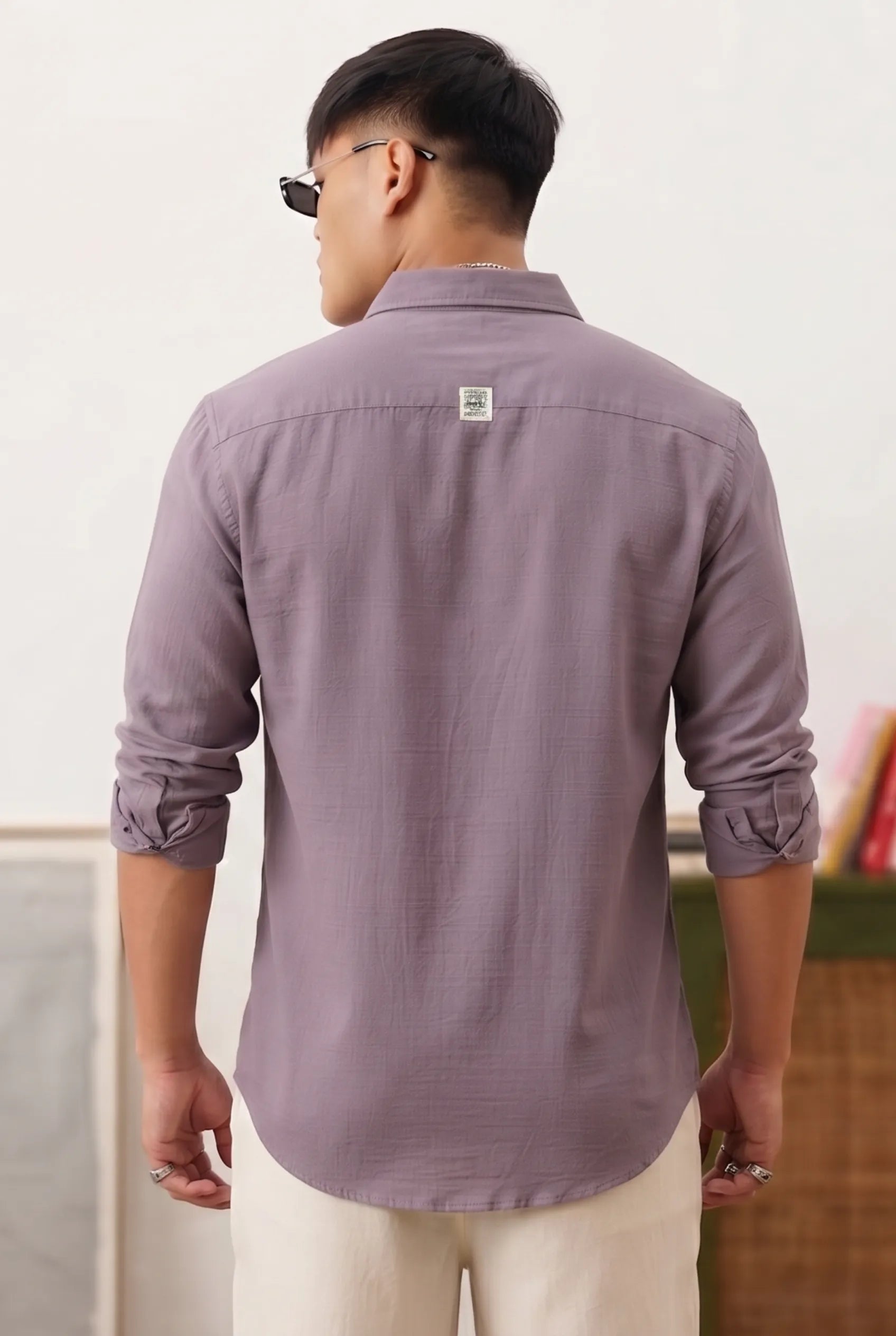 Color Hunt Men's Regular Fit Solid Purple Casual Shirt