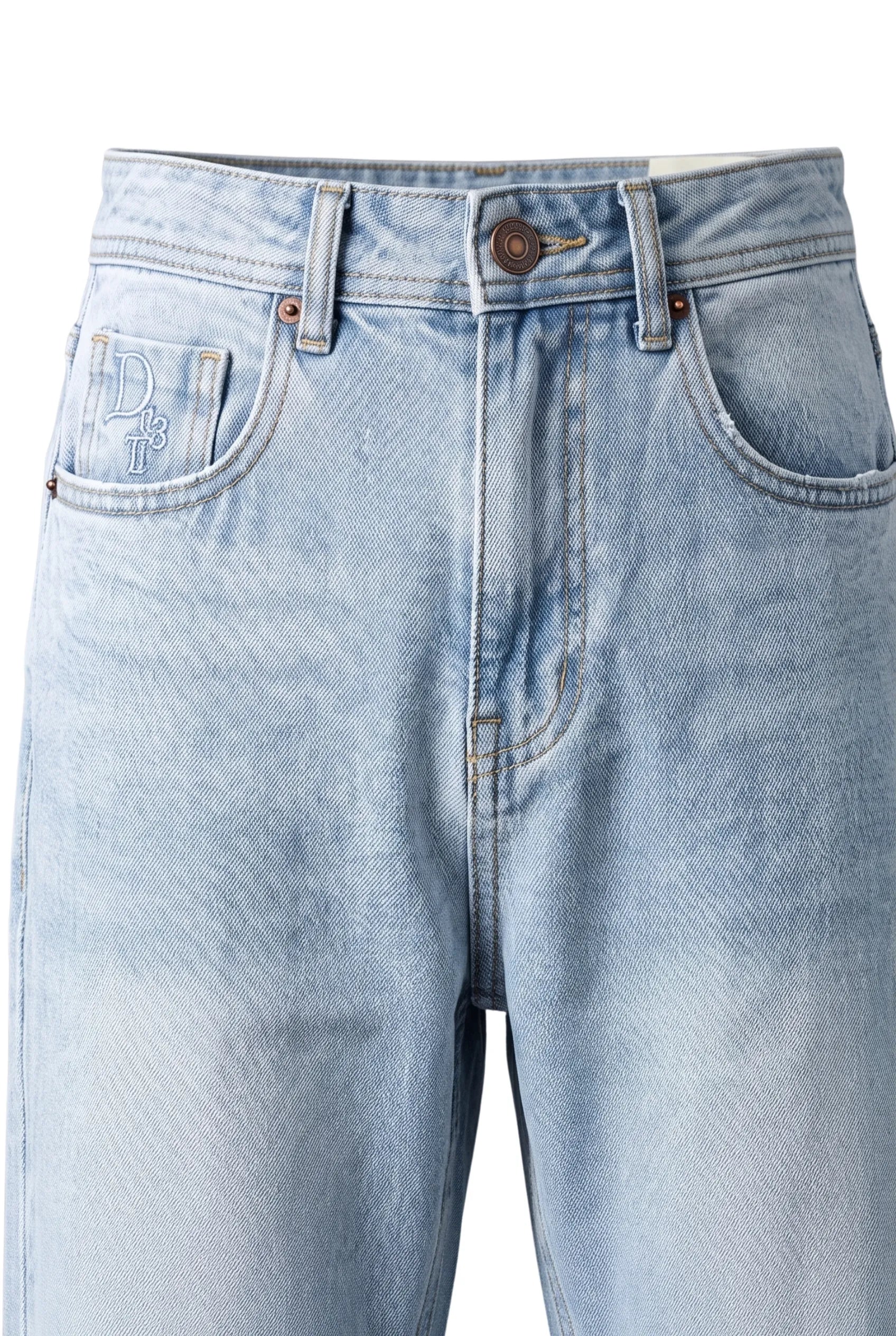 Color Hunt Men's Light Blue Washed Denim Jeans
