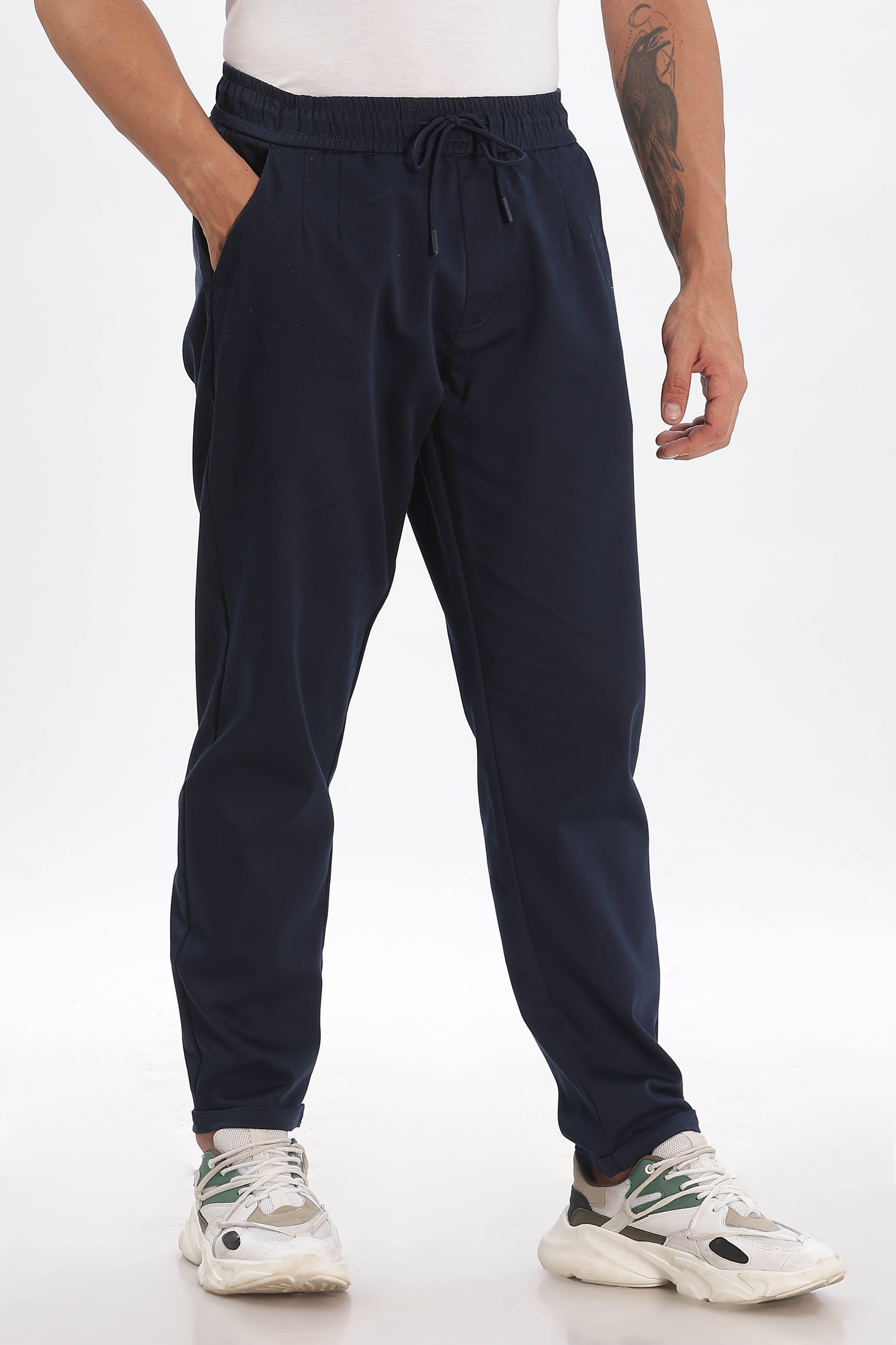 Color Hunt Men's Dark Blue Full Length Future Fit Cargo Joggers - Colorhunt