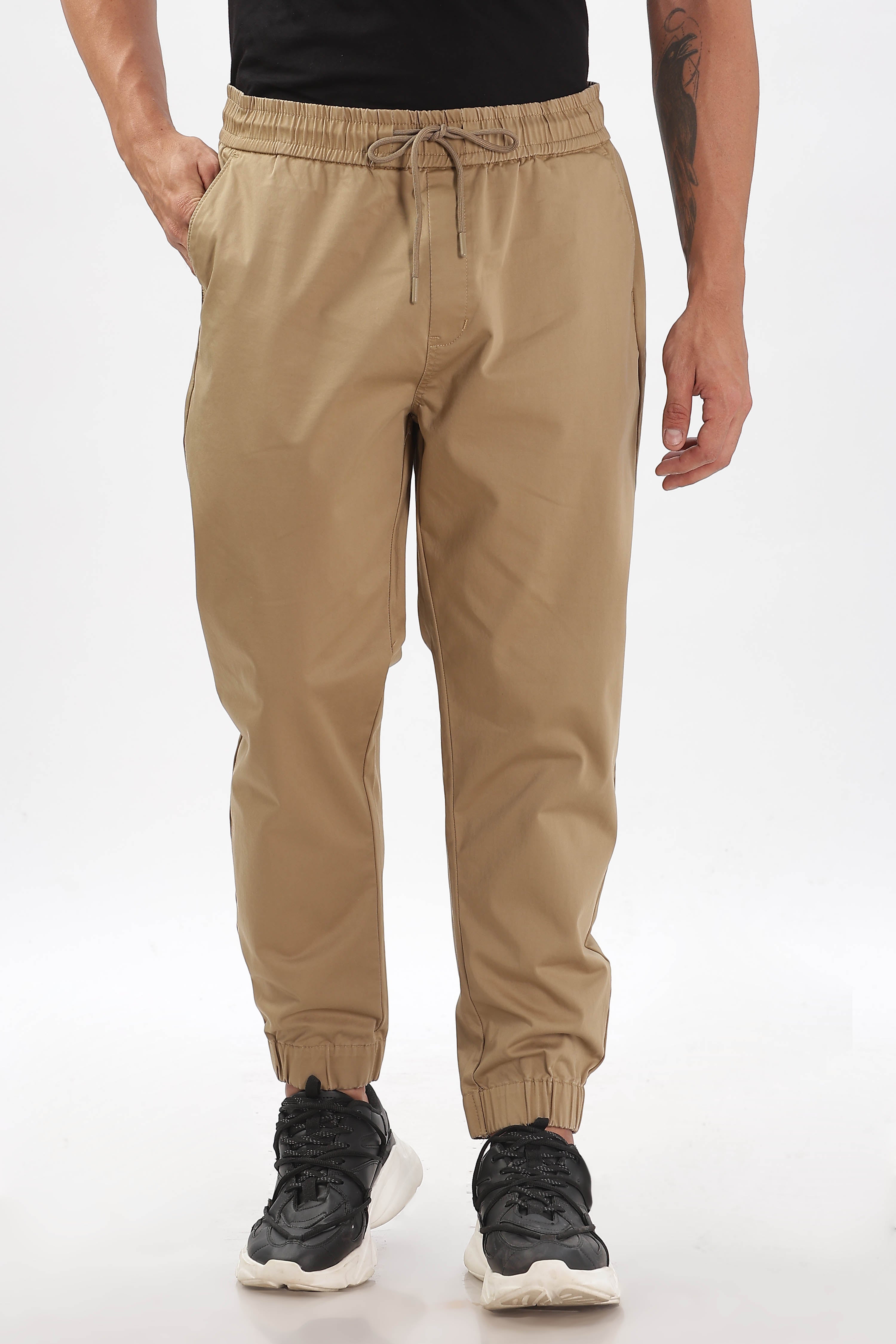 Color Hunt Men's Beige Full Length Future Fit Cargo Joggers - Colorhunt