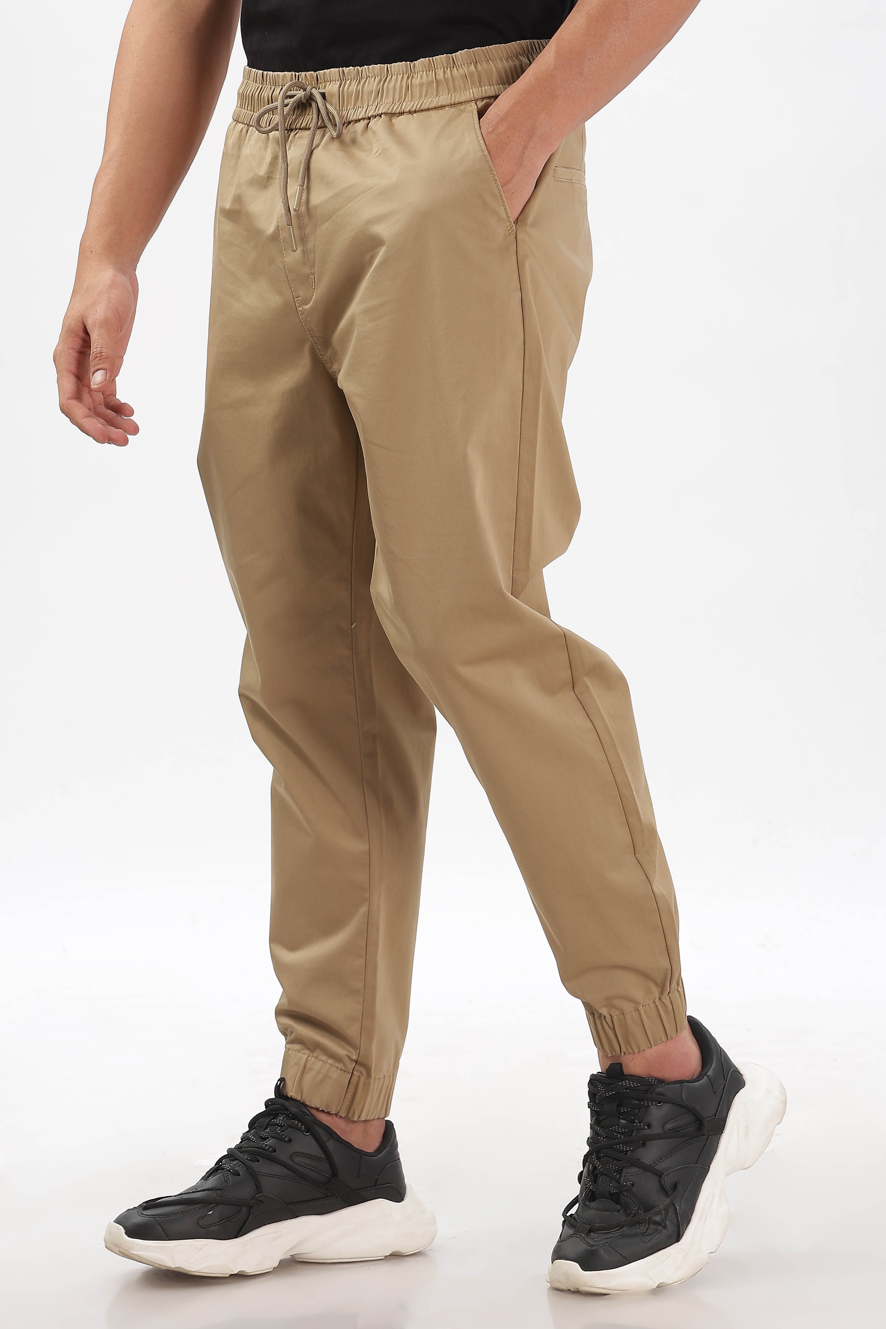 Color Hunt Men's Beige Full Length Future Fit Cargo Joggers - Colorhunt