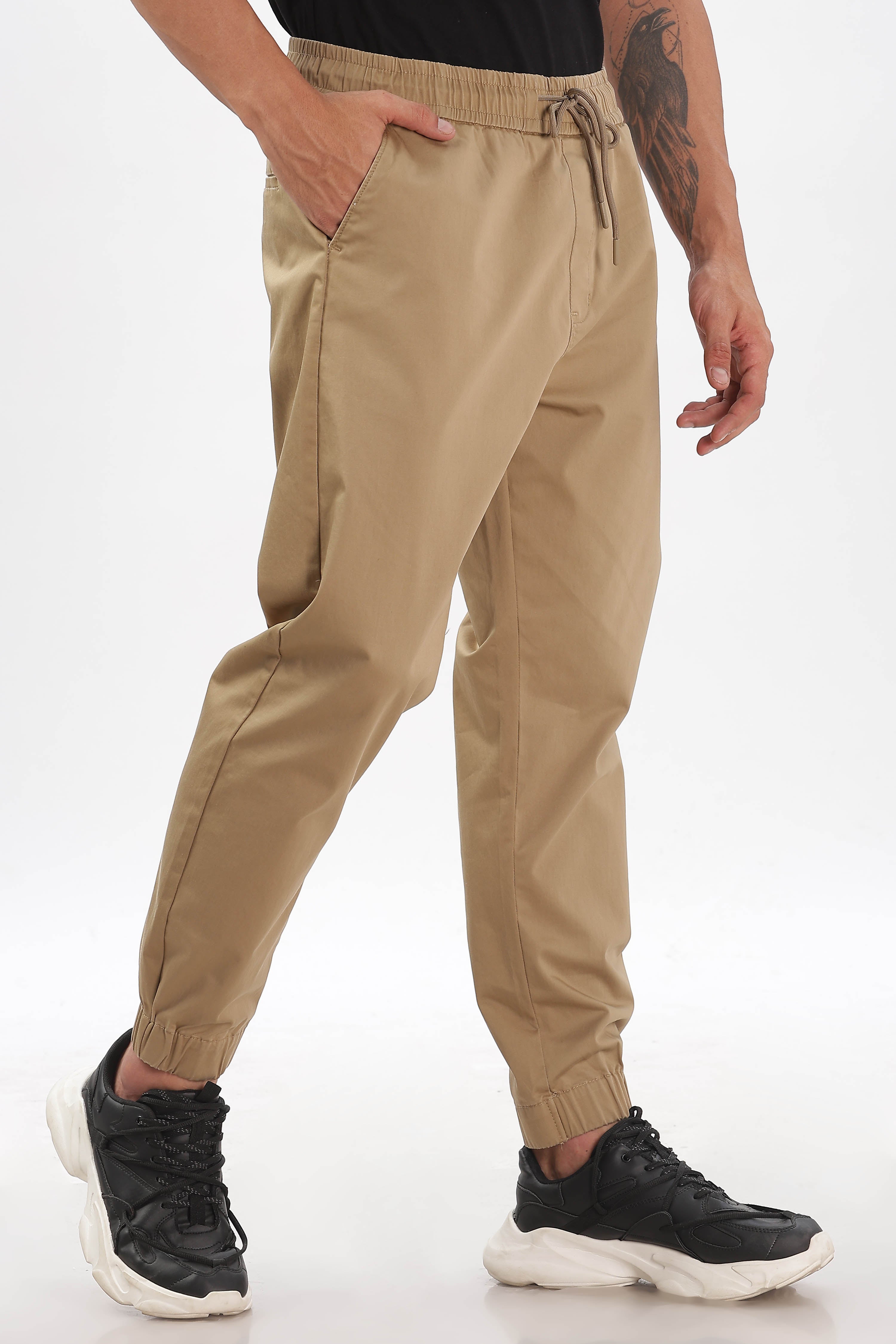 Color Hunt Men's Beige Full Length Future Fit Cargo Joggers - Colorhunt