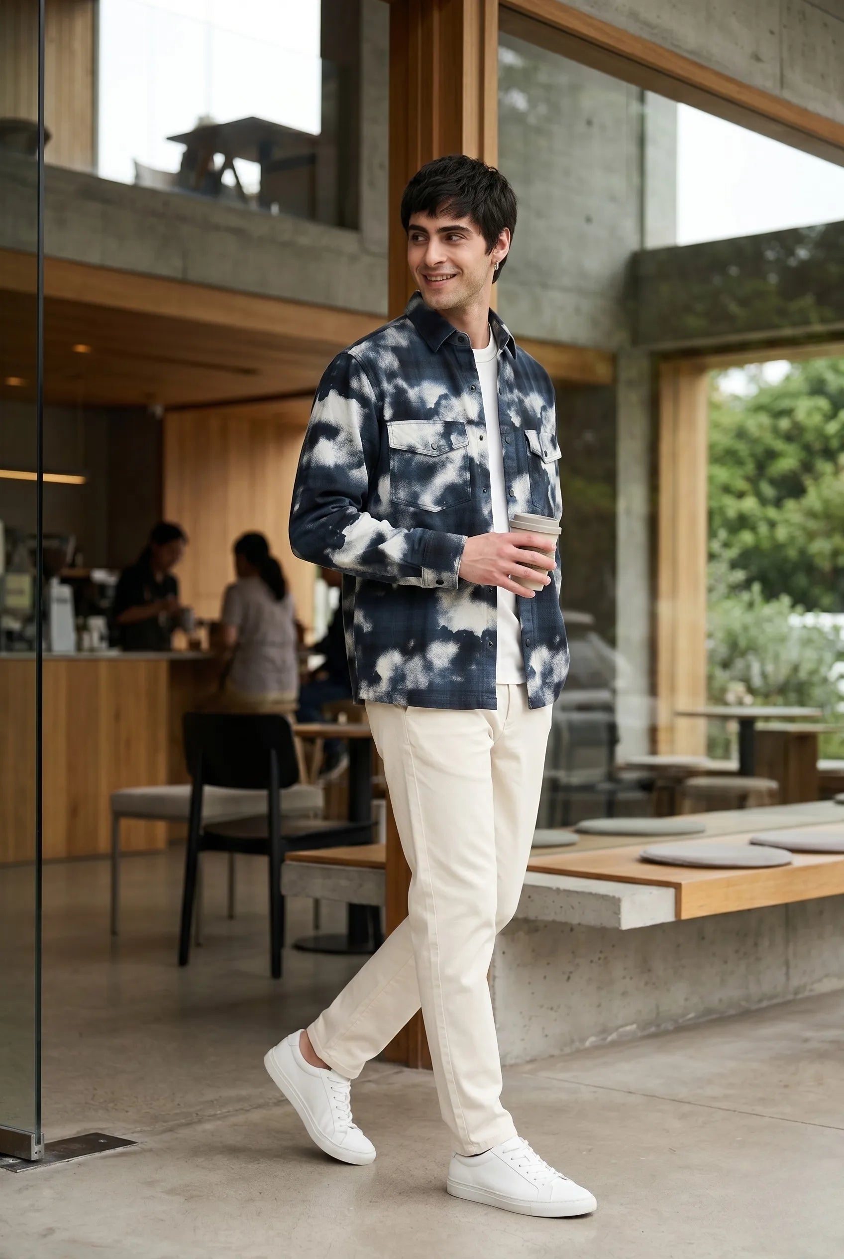Color Hunt Men's Navy Cloud Dye Shirt 
