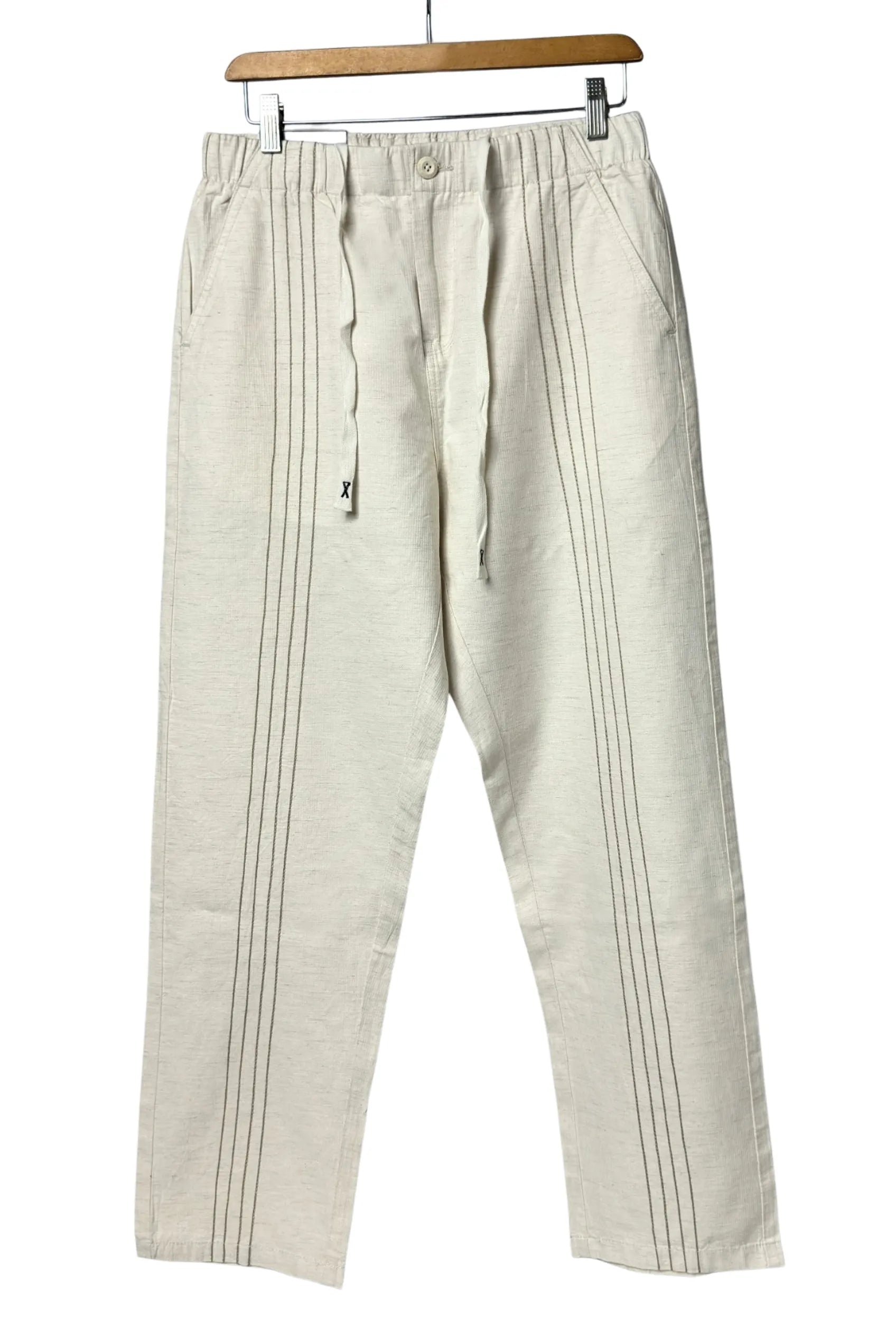 Color Hunt Men's Light Cream Pintuck Casual Trousers