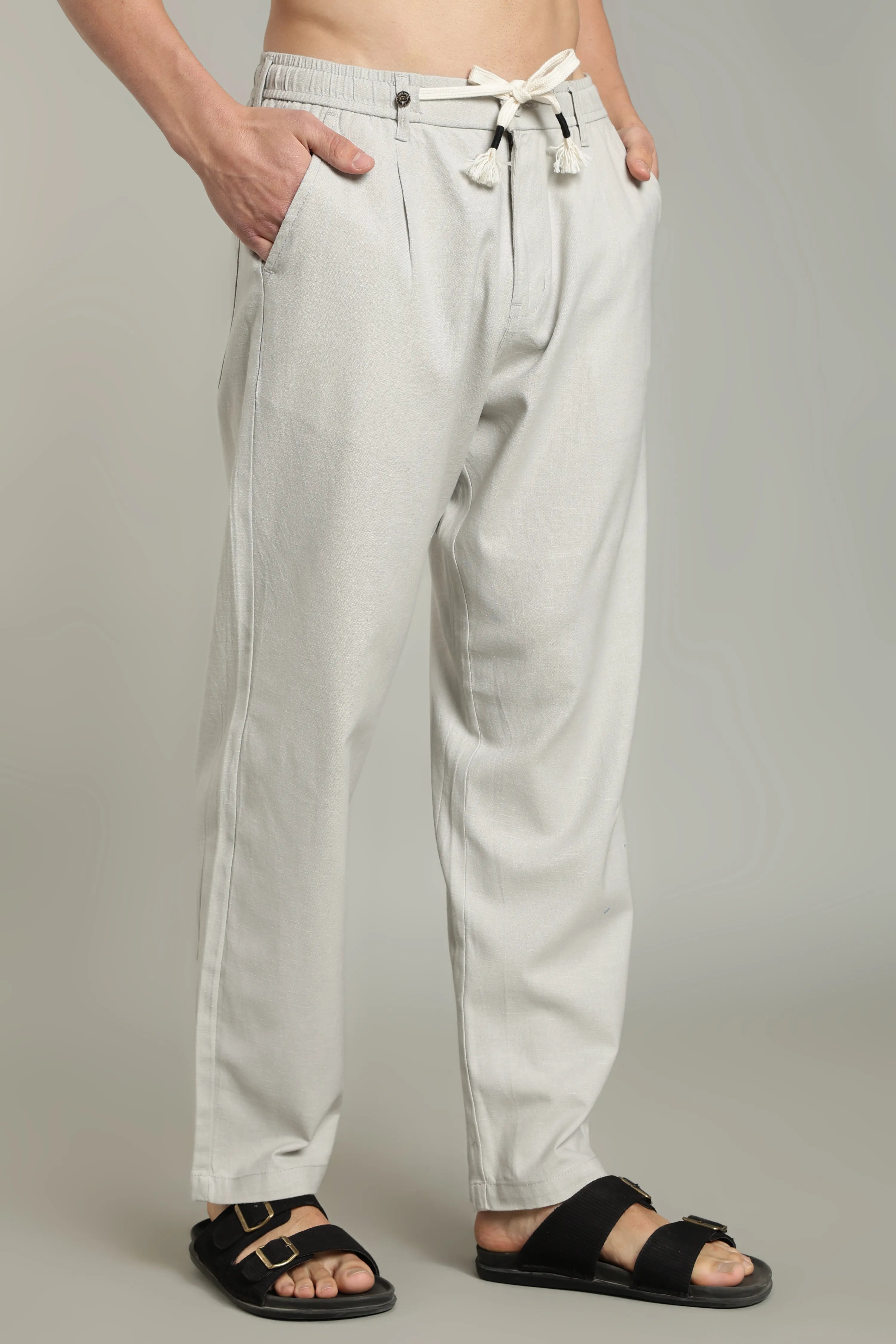 Color Hunt Straight Fit Men Grey Trousers
