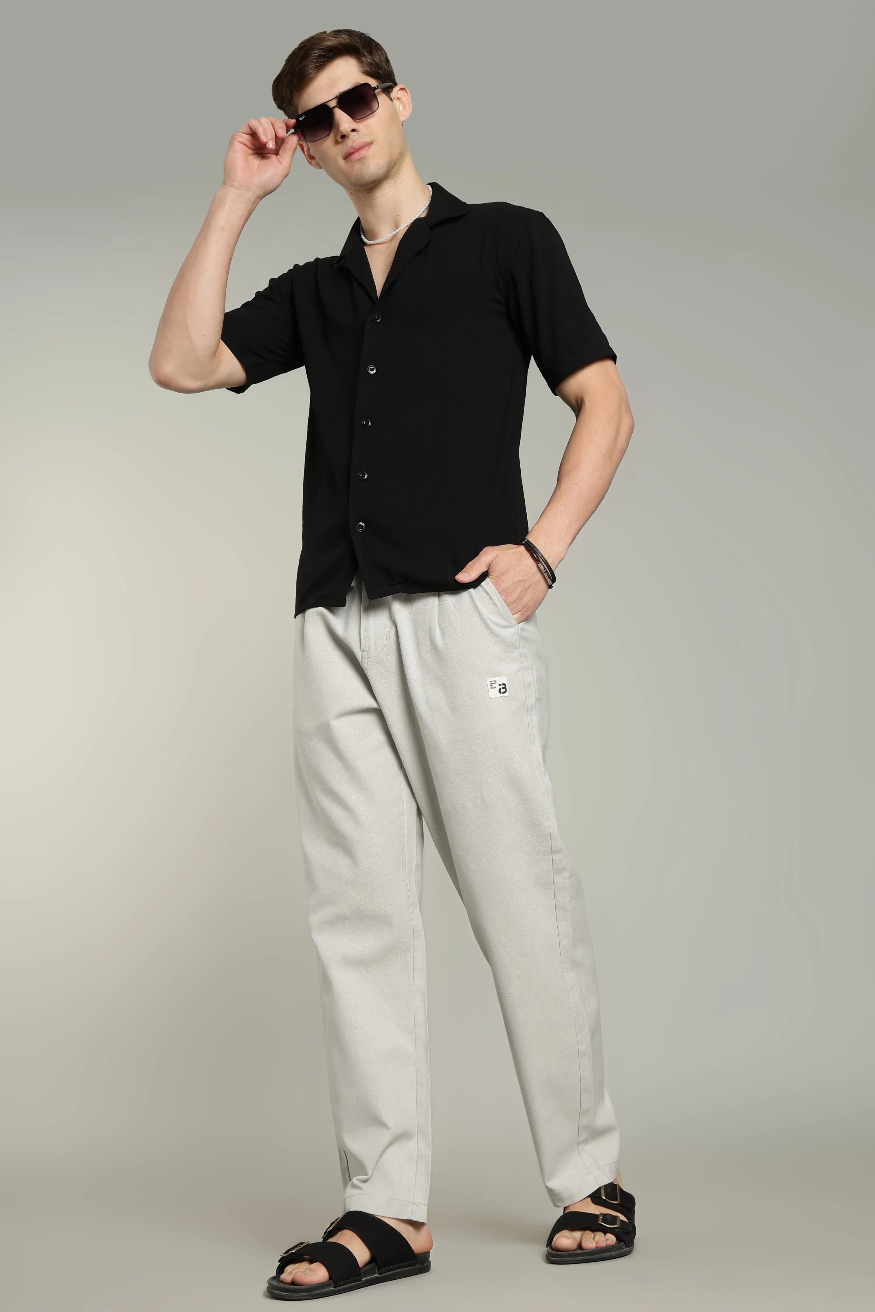 Color Hunt Straight Fit Men Grey Trousers