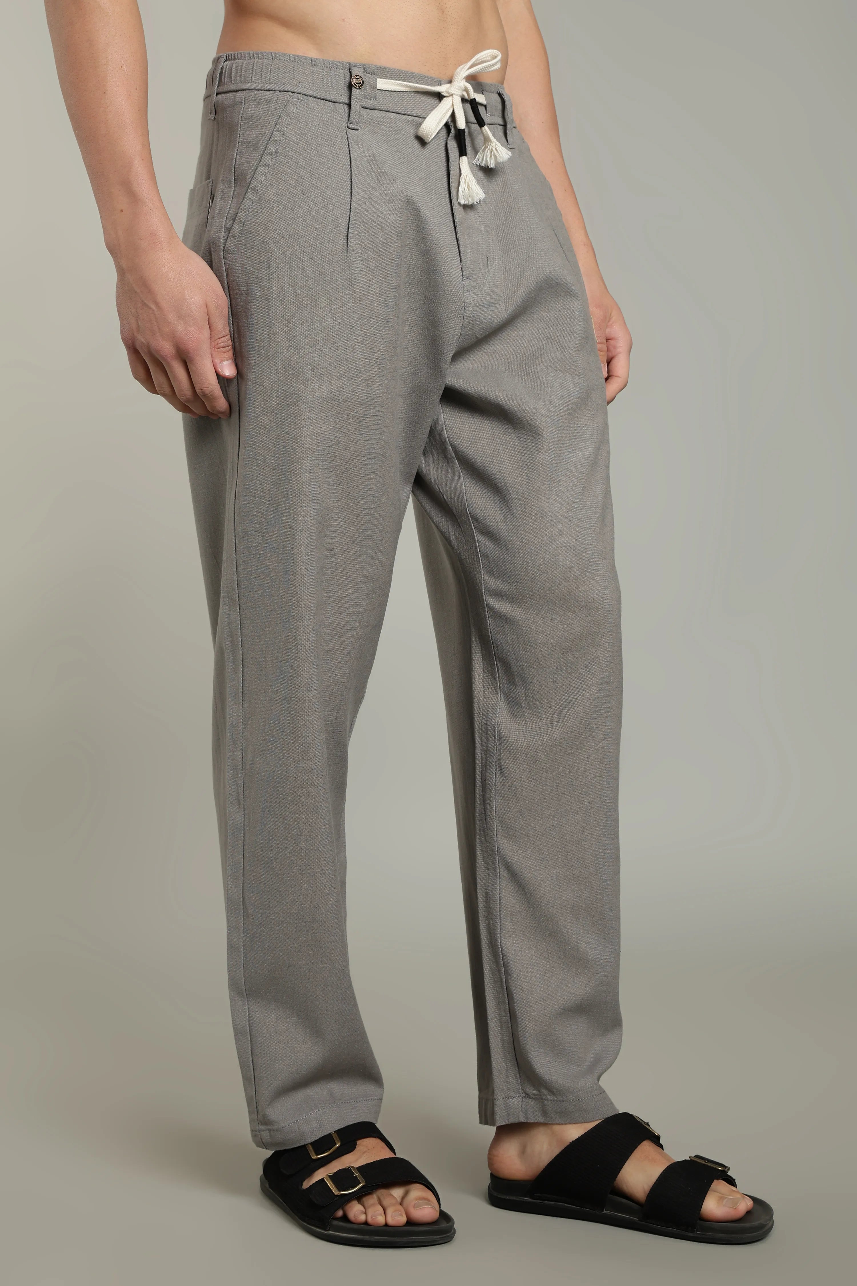 Color Hunt Straight Fit Men Grey Trousers