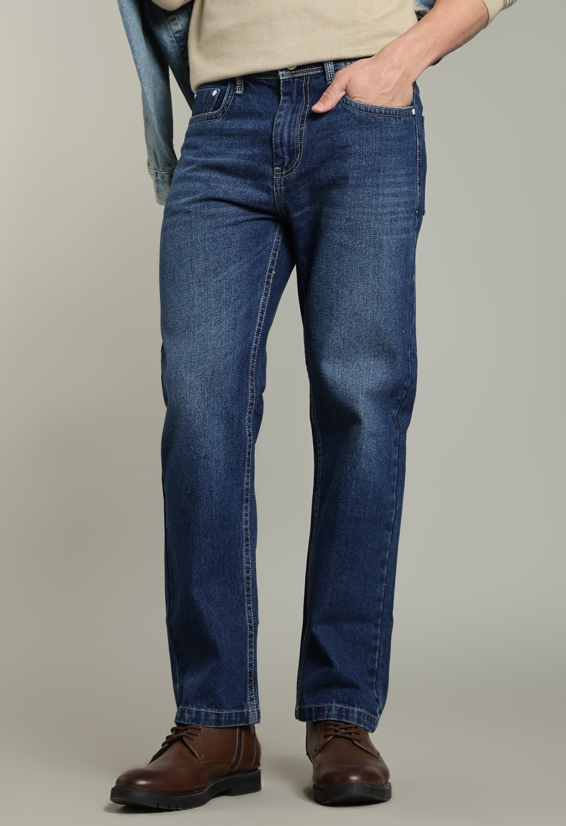 Blue Straight Fit Denim Jeans for Men - Color Hunt