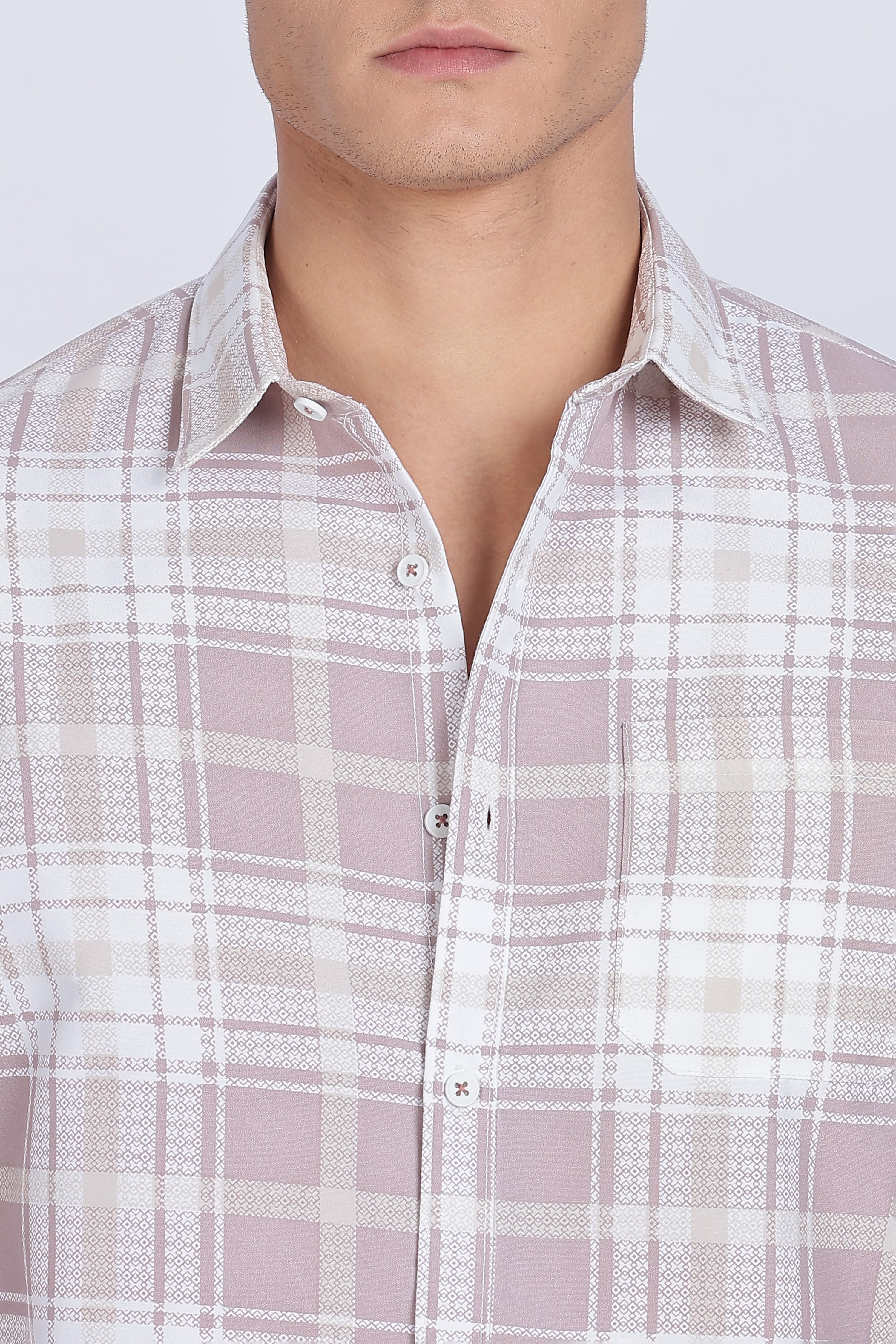 Color Hunt Men's White & Pink Full Sleeve Cotton Checks Shirt