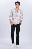 Color Hunt Men's White & Pink Full Sleeve Cotton Checks Shirt