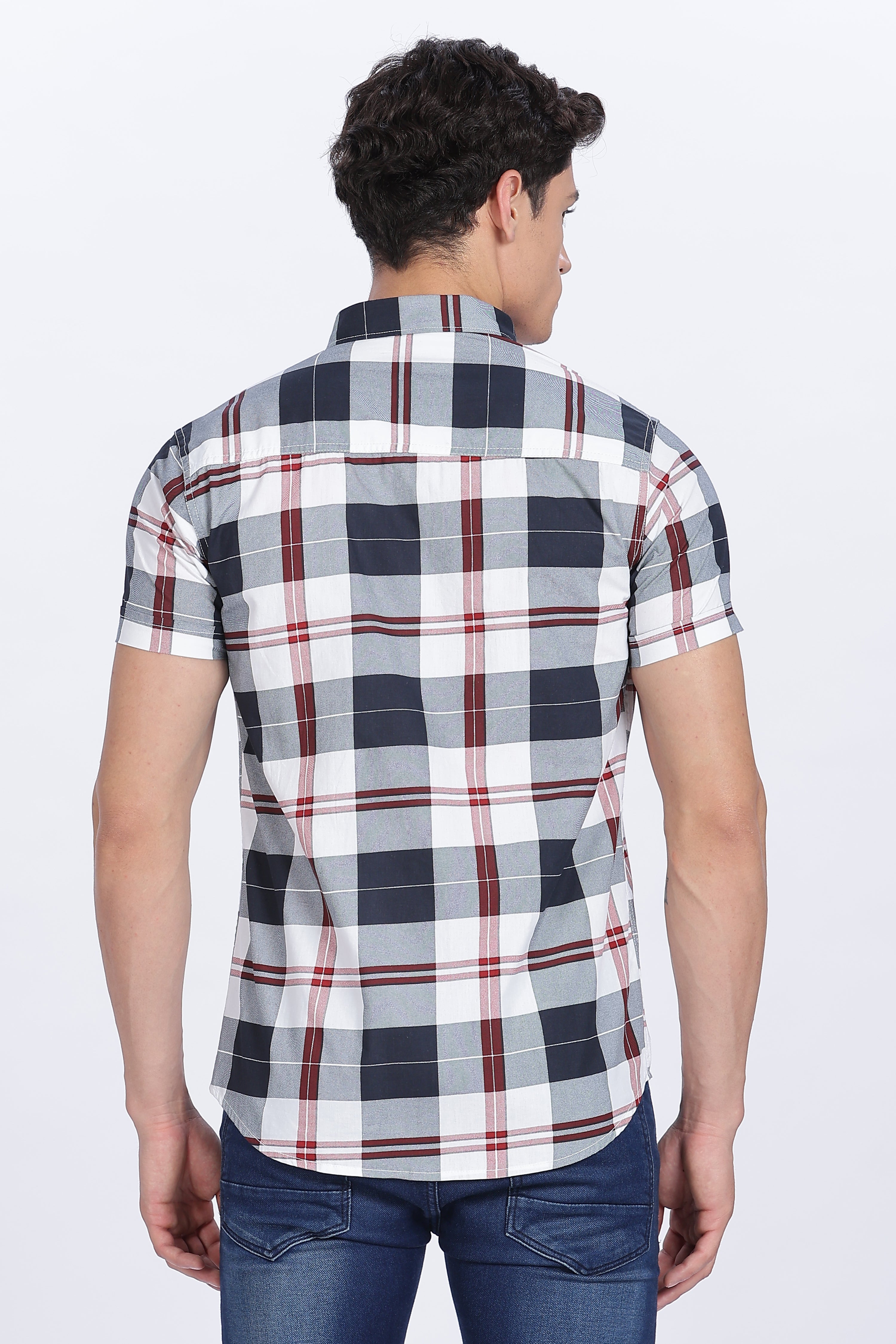 Color Hunt Men's Multi Cotton Half Sleeve Checks Shirt