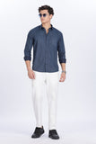 Color Hunt Men's Dark Blue Full Sleeve Printed Cotton Shirt