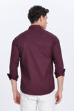 Color Hunt Men's Wine Full Sleeve Cotton Shirt - Regular Fit