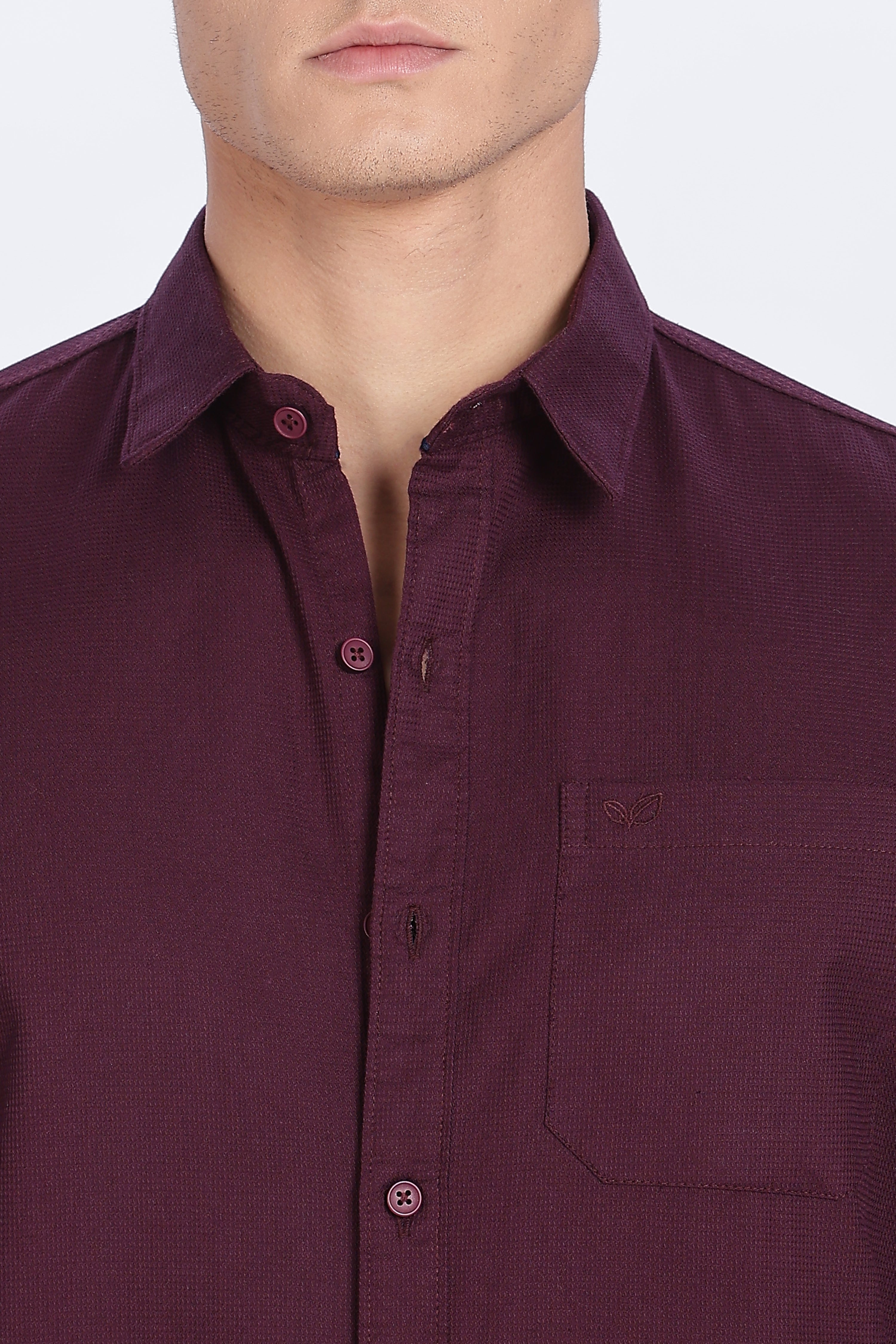 Color Hunt Men's Wine Full Sleeve Cotton Shirt - Regular Fit