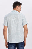 Color Hunt Men's Light Blue Half Sleeve Printed Rayon Shirt