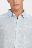 Color Hunt Men's Light Blue Half Sleeve Printed Rayon Shirt