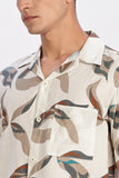 Color Hunt Men's Off-White Printed Half Sleeve Shirt