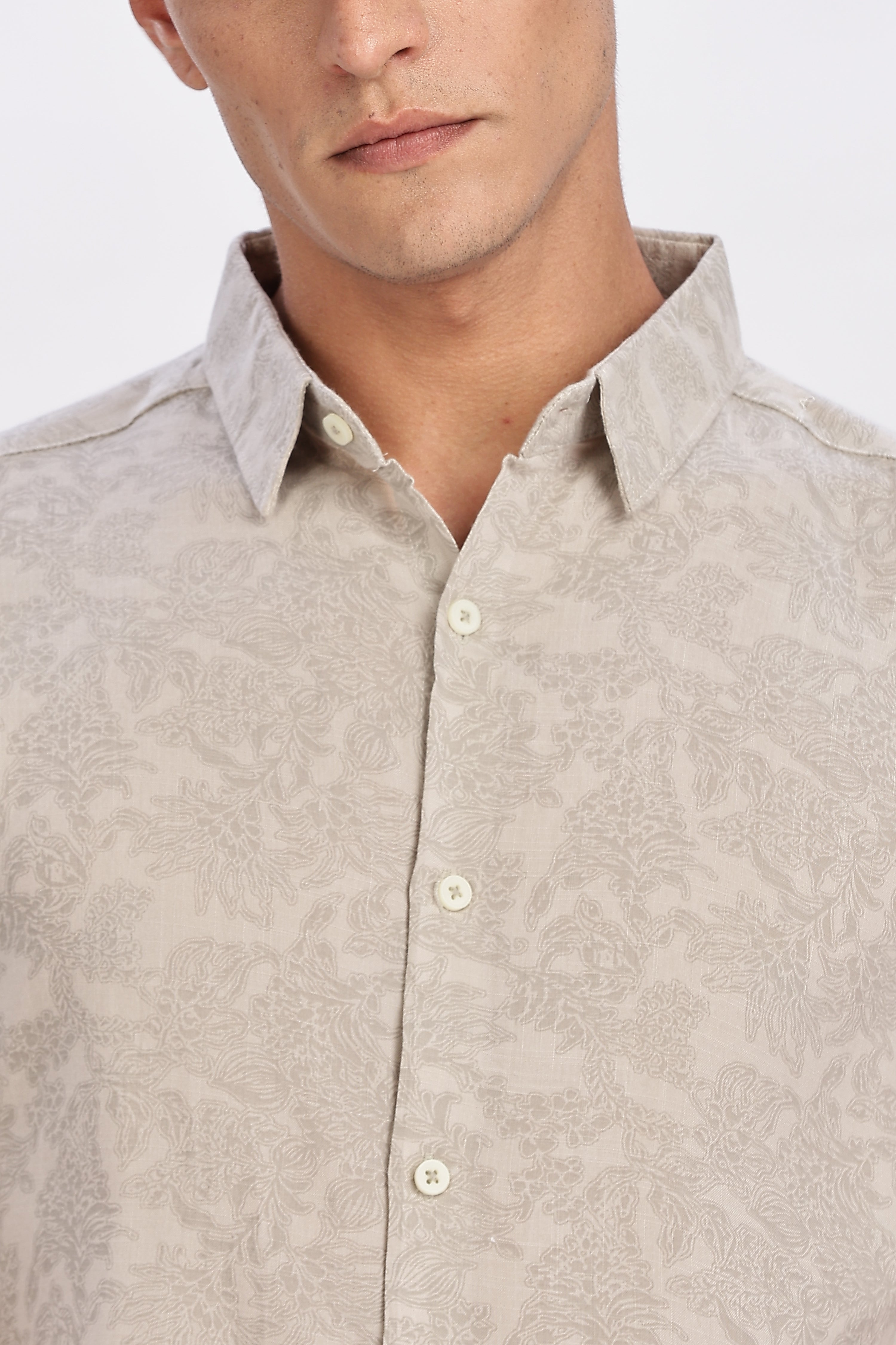 Color Hunt Men's Grey Printed Half Sleeve Rayon Shirt