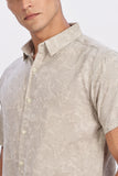 Color Hunt Men's Grey Printed Half Sleeve Rayon Shirt