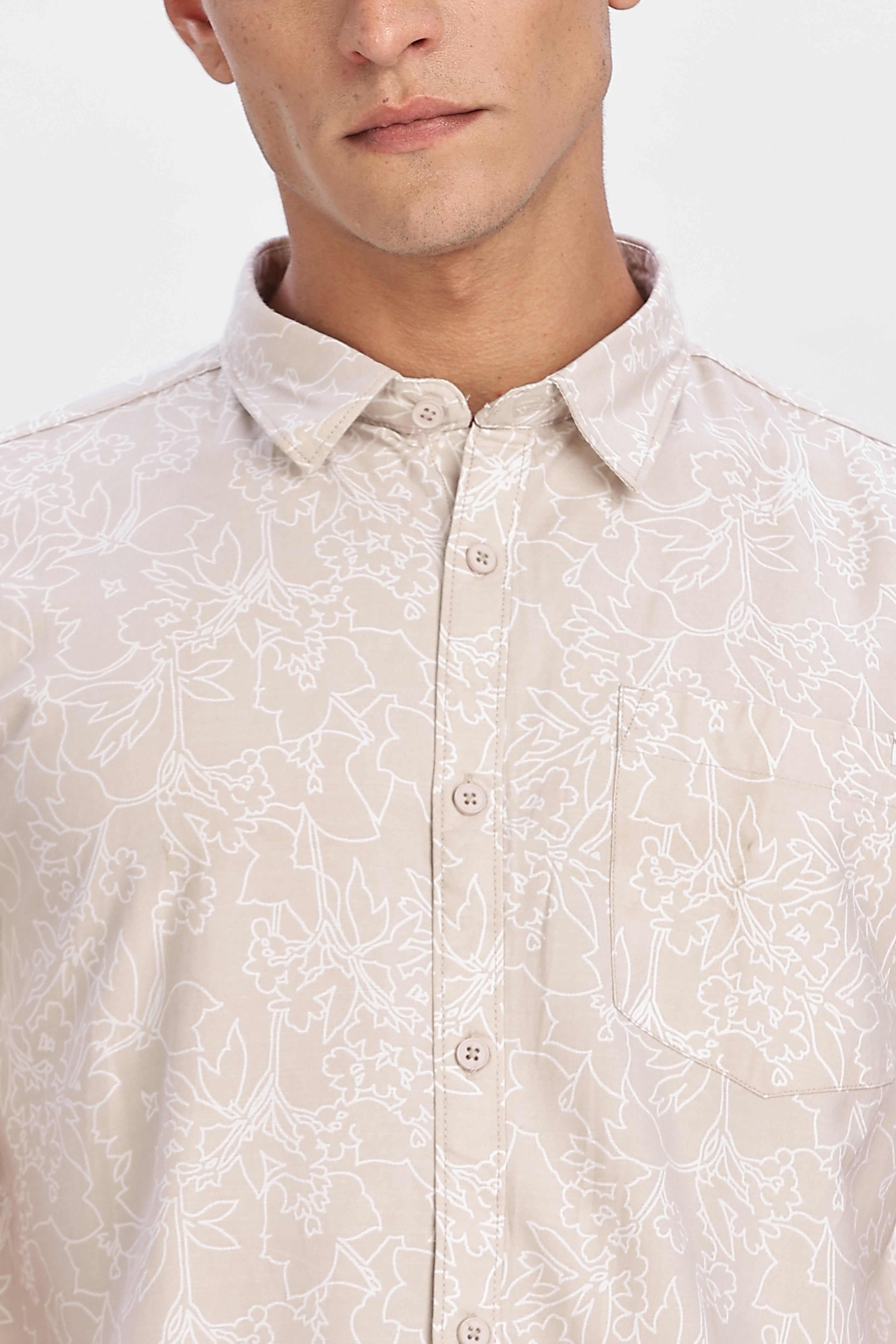 Color Hunt Men's Light Brown Half Sleeve Rayon Shirt