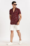 Color Hunt Men's Maroon Half Sleeve Poly Cotton Printed Shirt