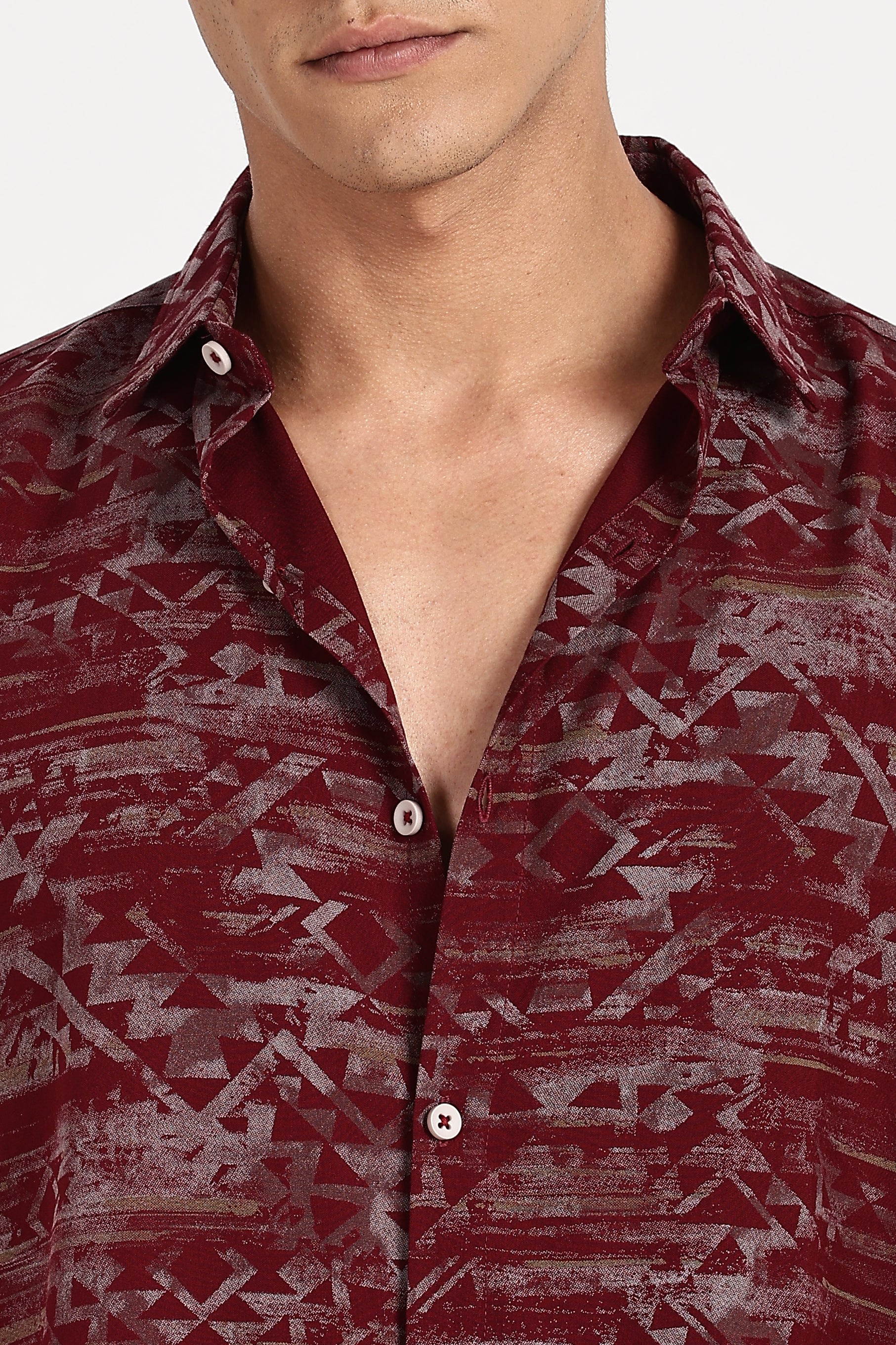 Color Hunt Men's Maroon Half Sleeve Poly Cotton Printed Shirt