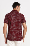 Color Hunt Men's Maroon Half Sleeve Poly Cotton Printed Shirt