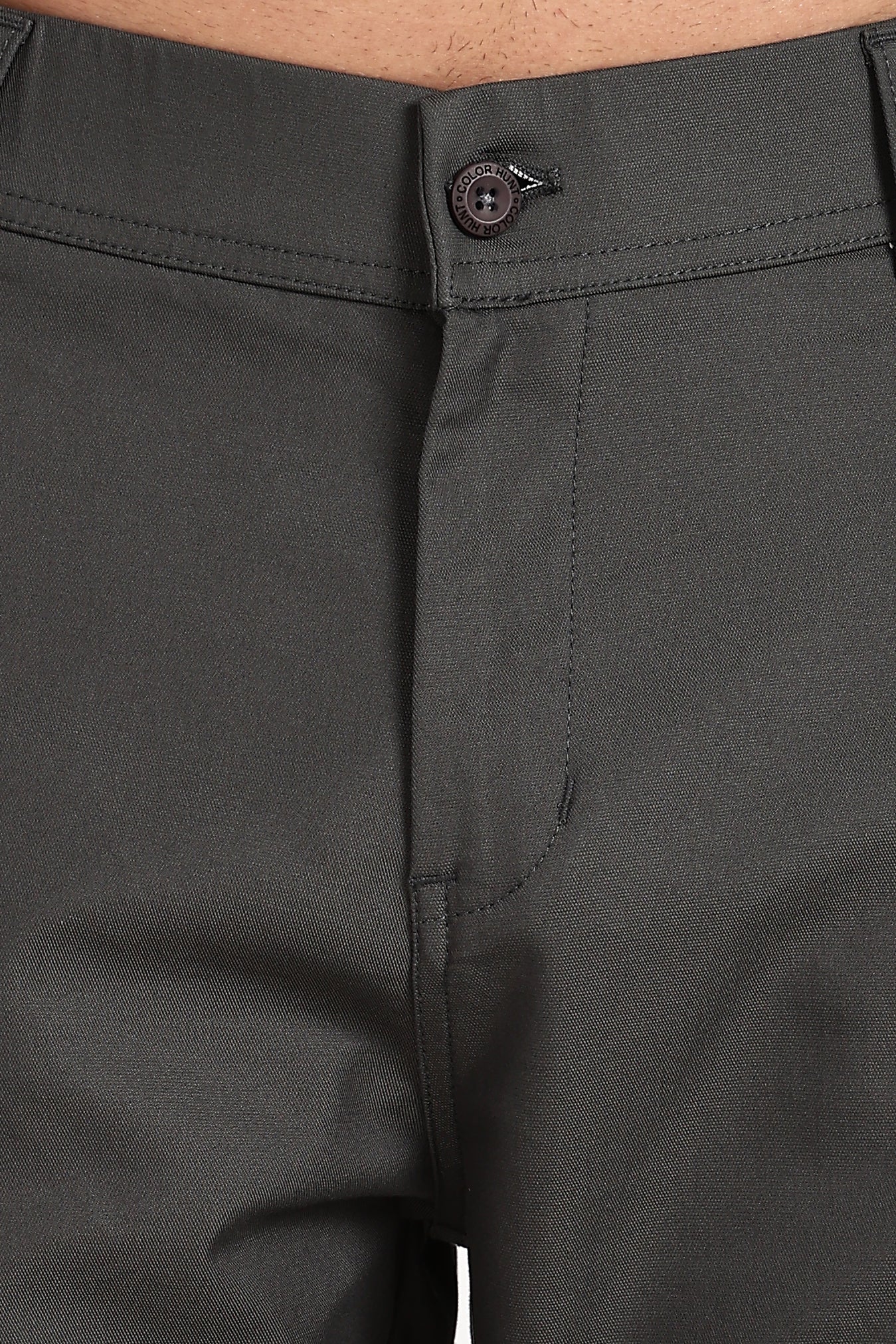 Color Hunt Men's Dark Grey Multi-Pocket Regular Fit Trousers