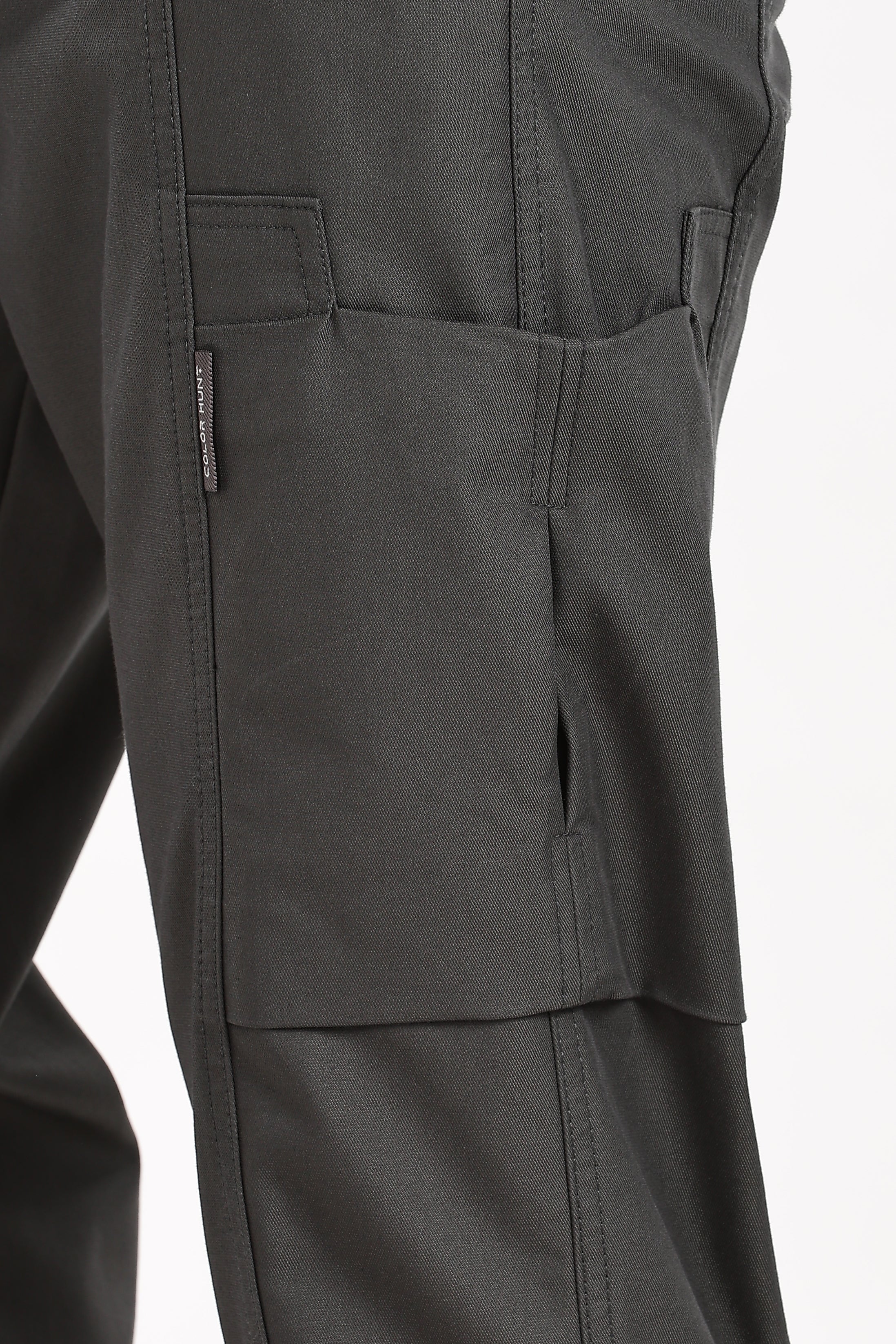 Color Hunt Men's Dark Grey Multi-Pocket Regular Fit Trousers