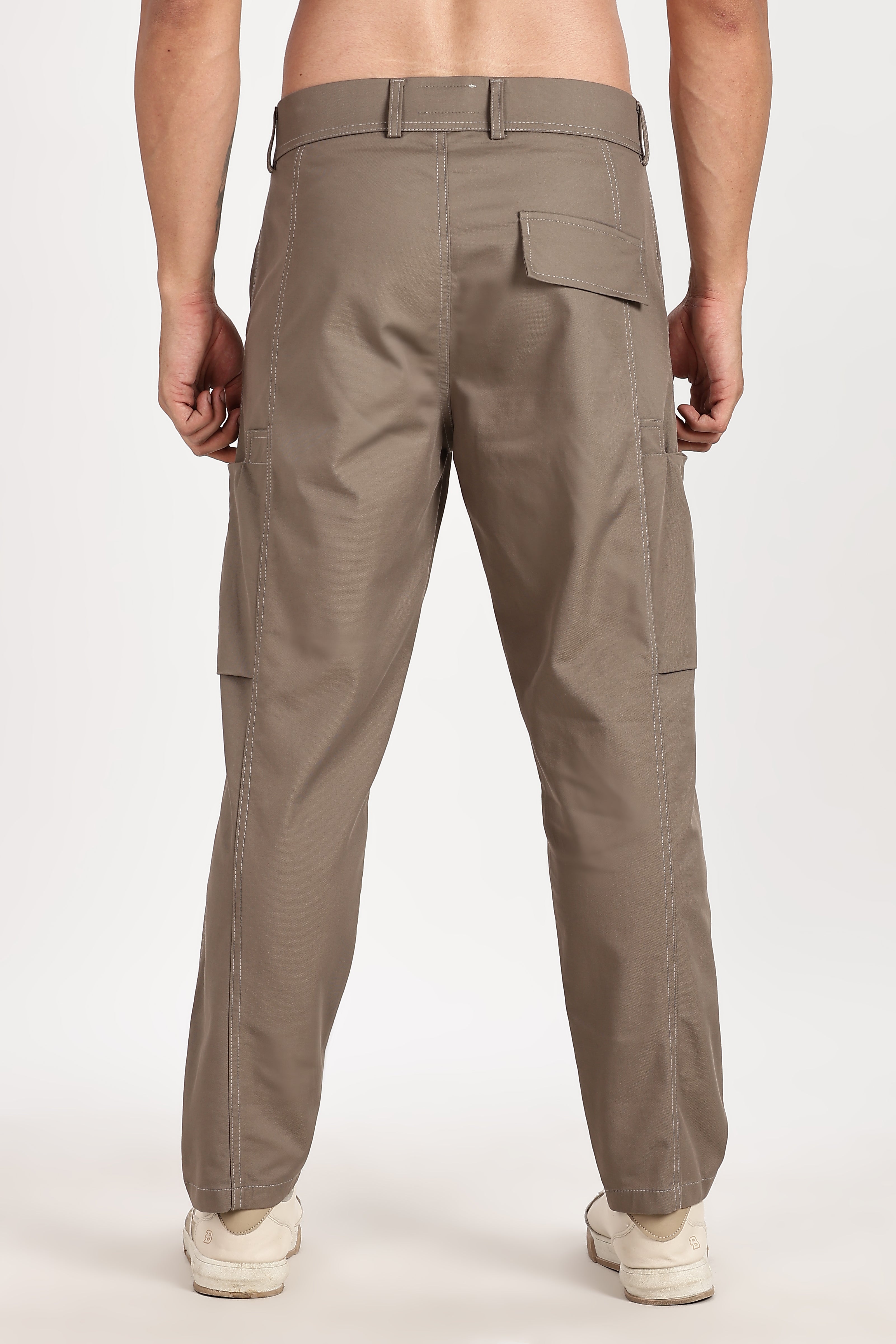 Color Hunt Men's Earth Brown Multi-Pocket Full Length Trouser