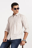 Color Hunt Men's Cream Printed Full Sleeve Cotton Shirt